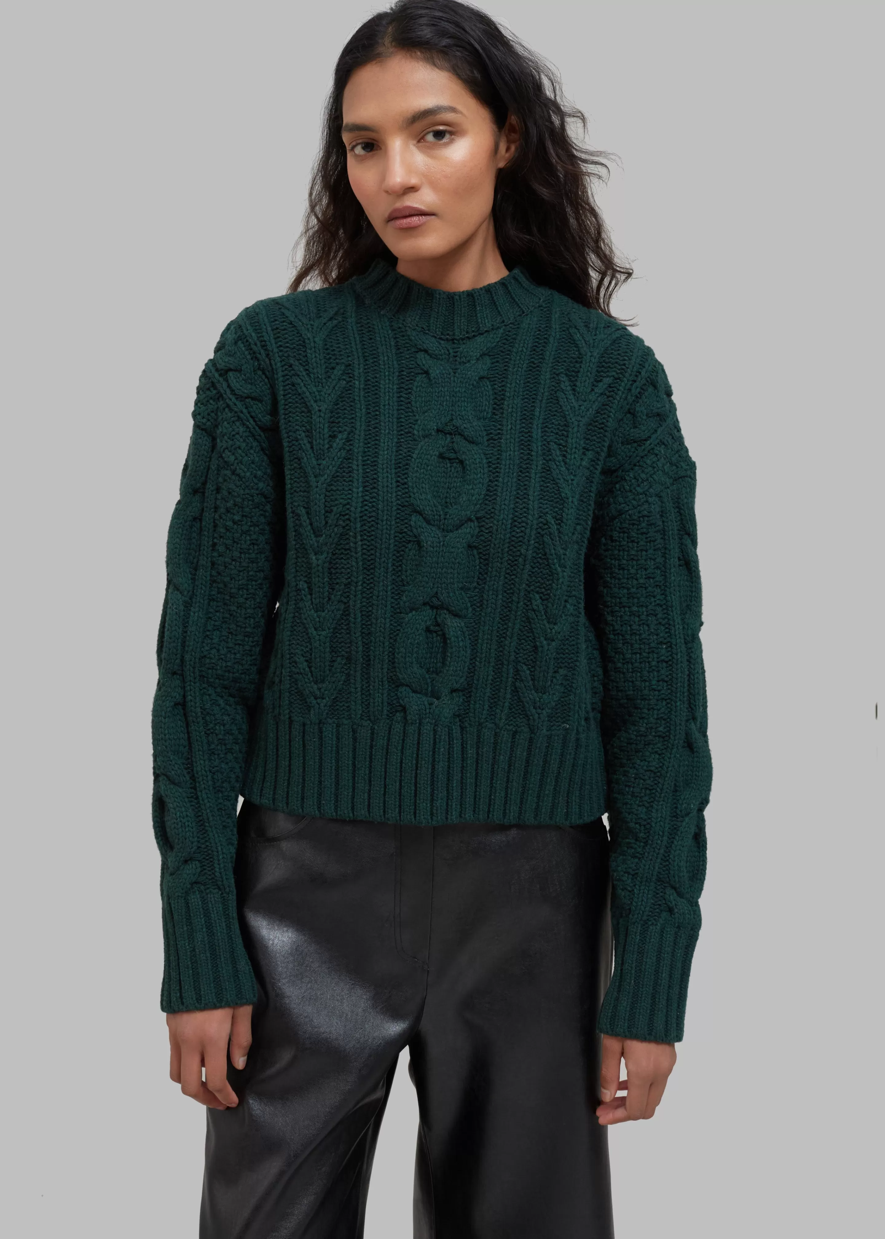 Knitwear | The Frankie Shop Johel Braided Sweater Bottle Green