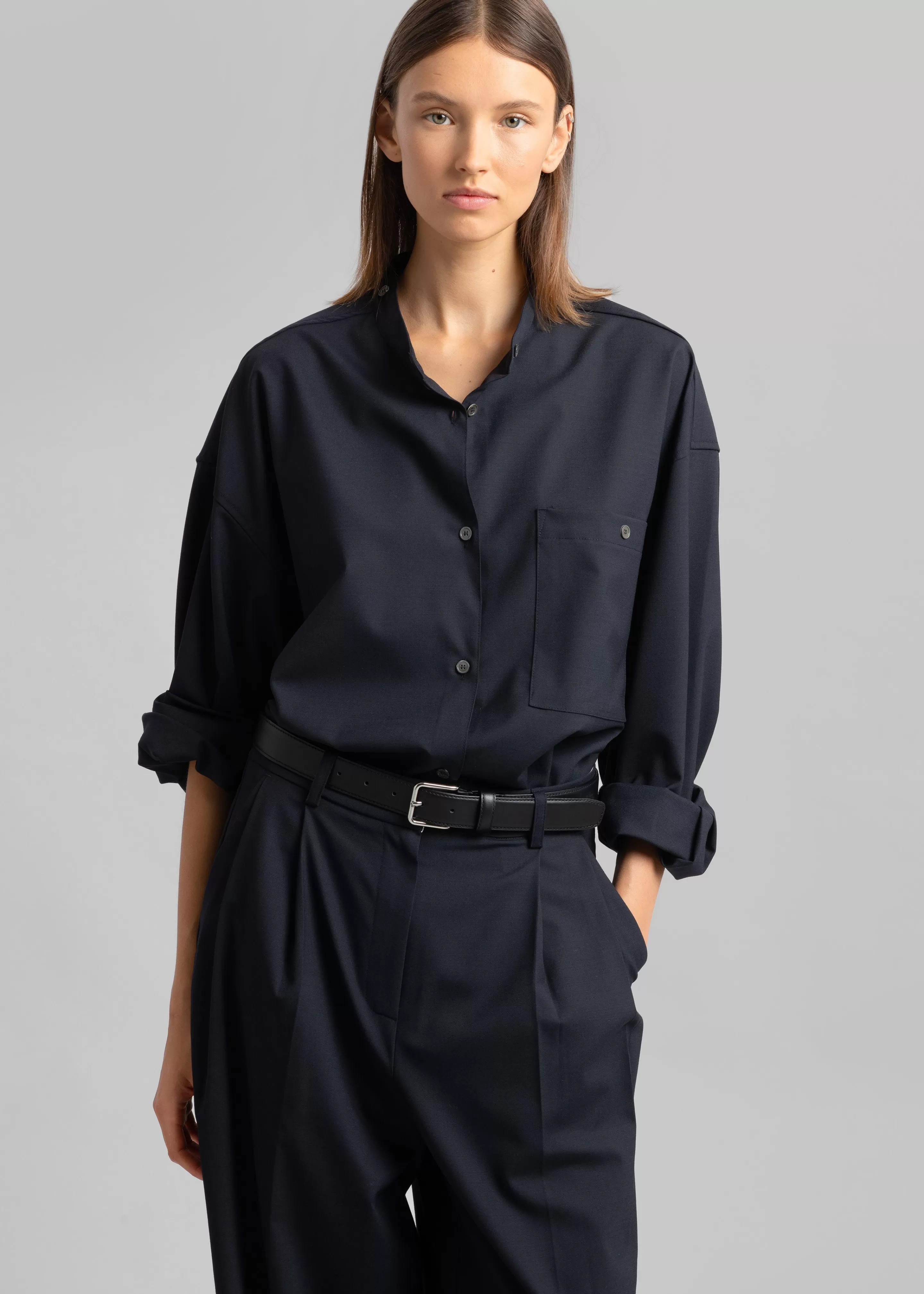 Tops | The Frankie Shop Jour Shirt Deep Navy