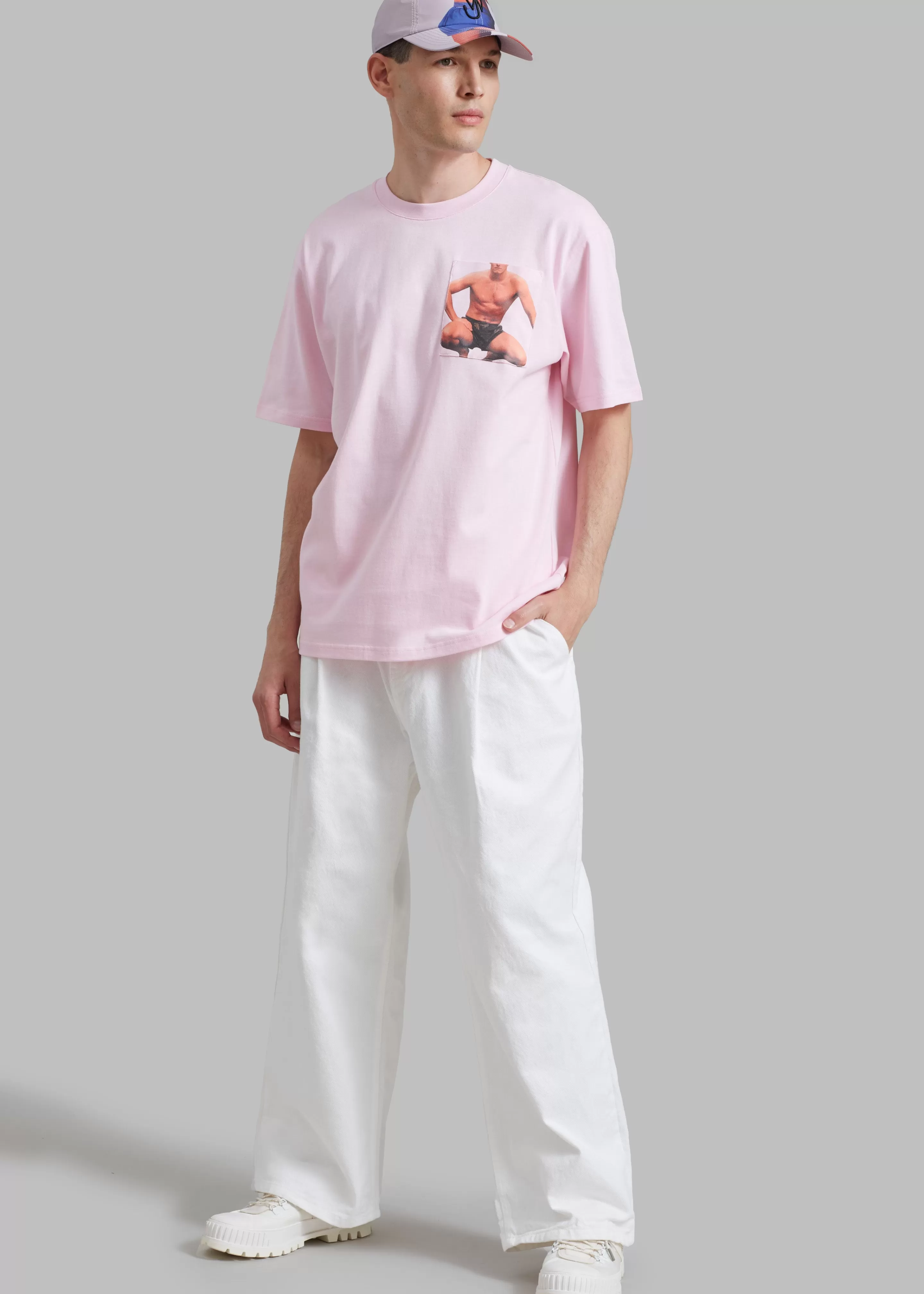 Tops | The Frankie Shop Jw Anderson Crouching Stud Chest Pocket T-Shirt Pink