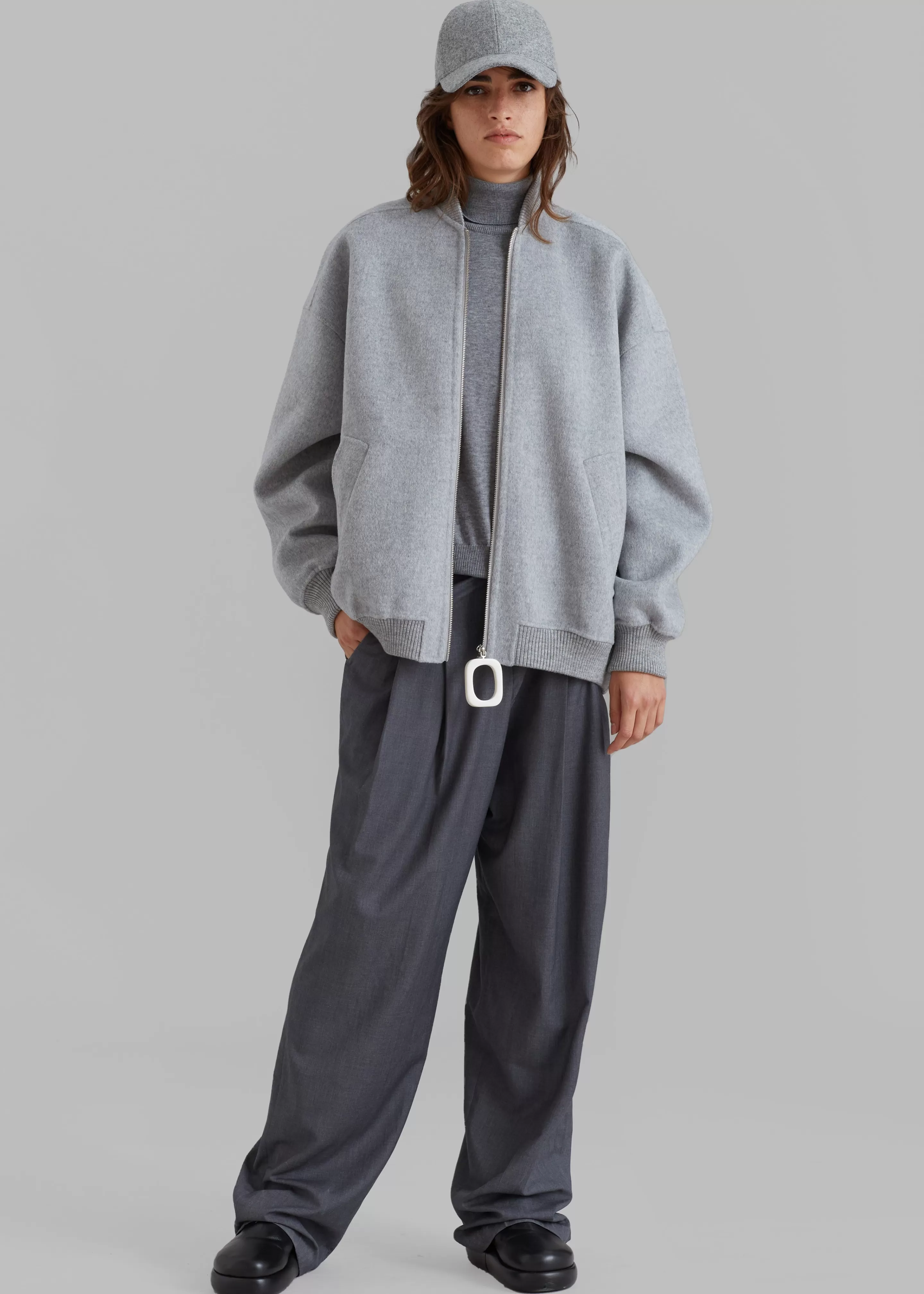 Outerwear | The Frankie Shop Jw Anderson Oversized Wool Bomber Jacket Grey Melange