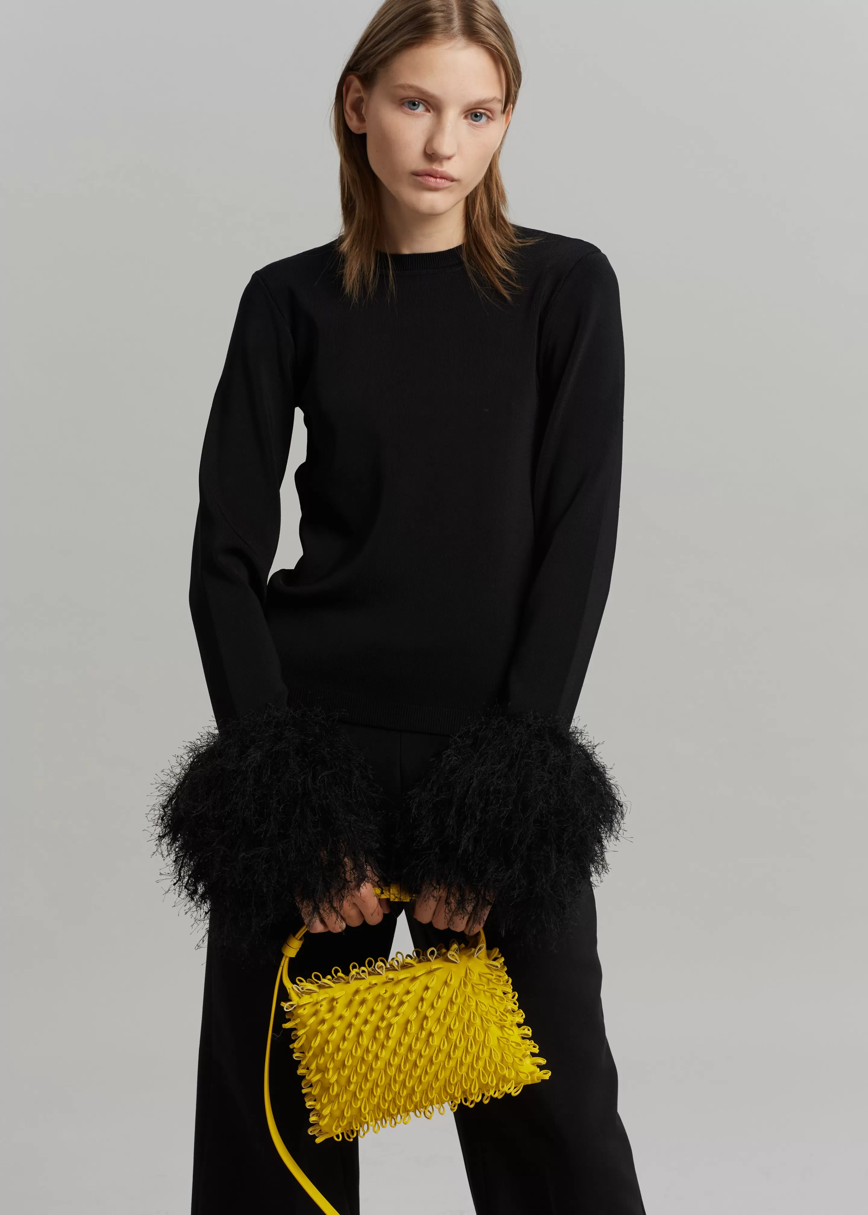 Tops | The Frankie Shop Jw Anderson Pom Pom Cuff Crew Neck Jumper Black