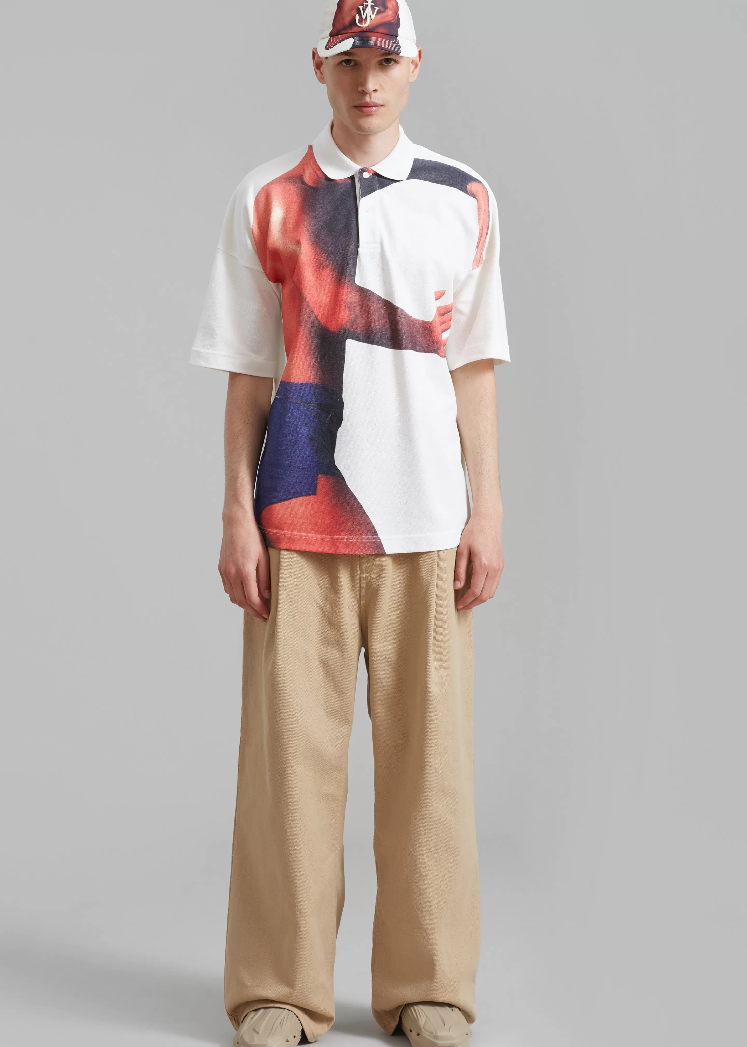 Tops | The Frankie Shop Jw Anderson Profile Stud Printed Polo Shirt Off White