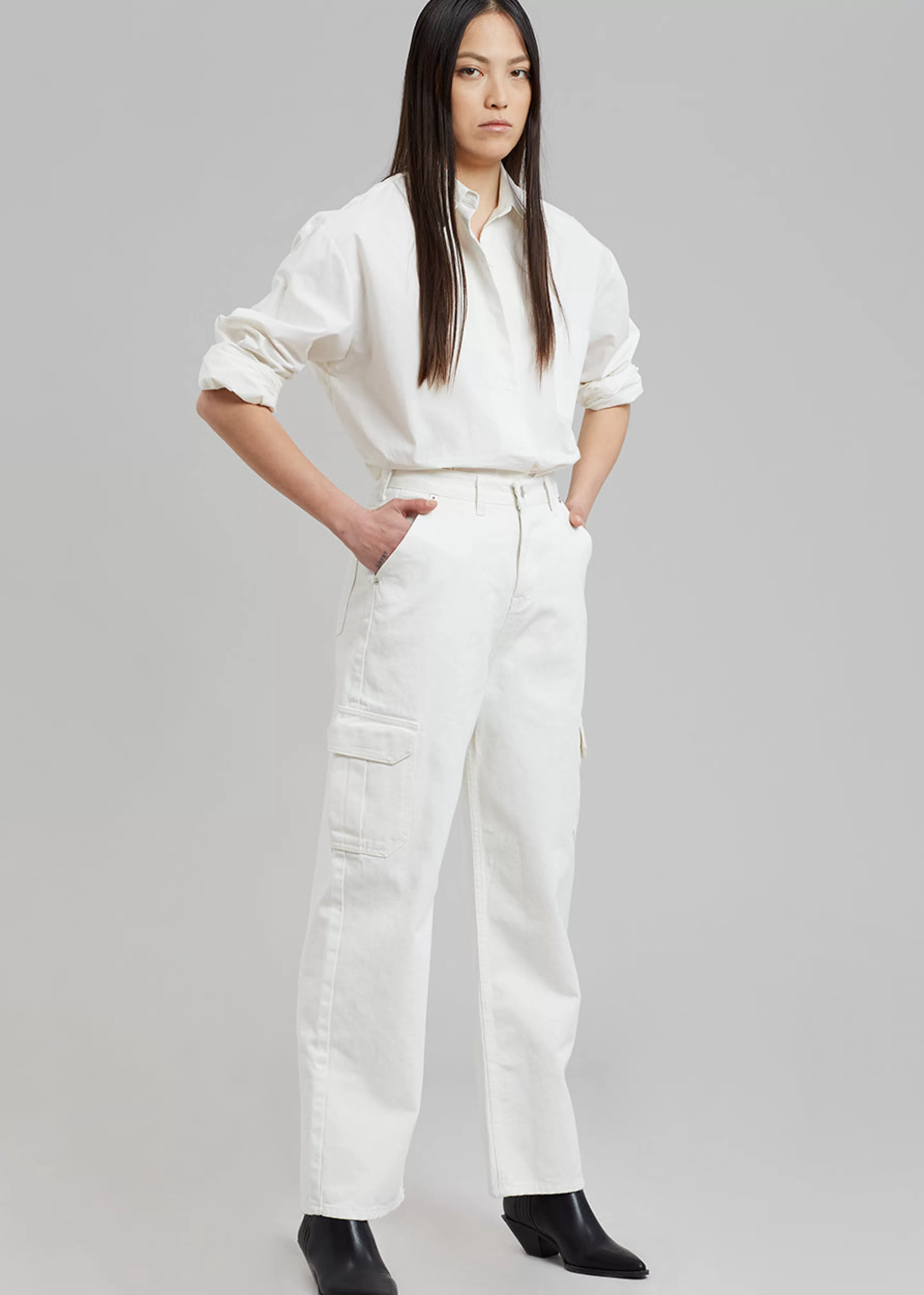 Bottoms | The Frankie Shop Kai Cargo Denim Pants White