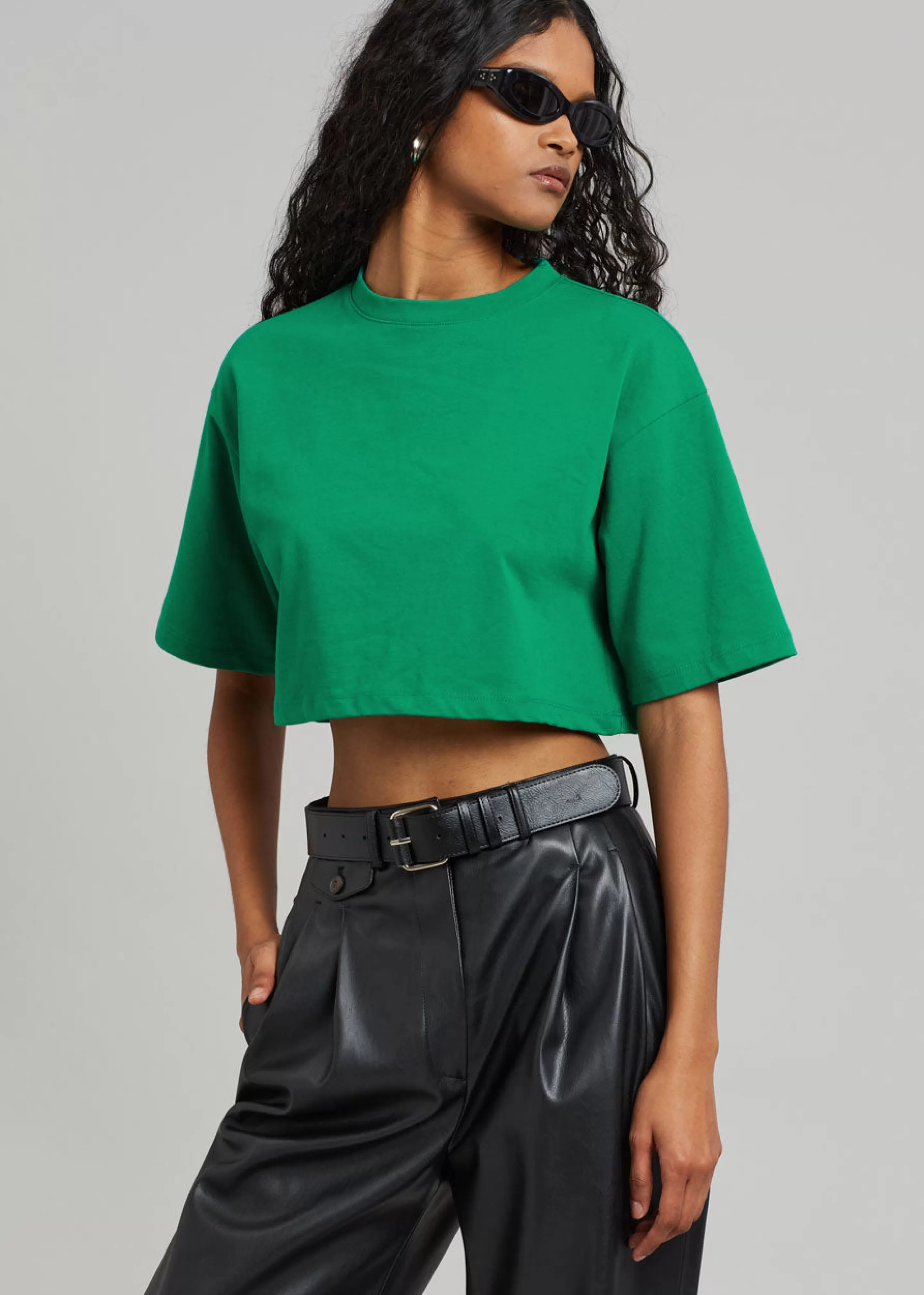 Tops | The Frankie Shop Karina Cropped T-Shirt Green