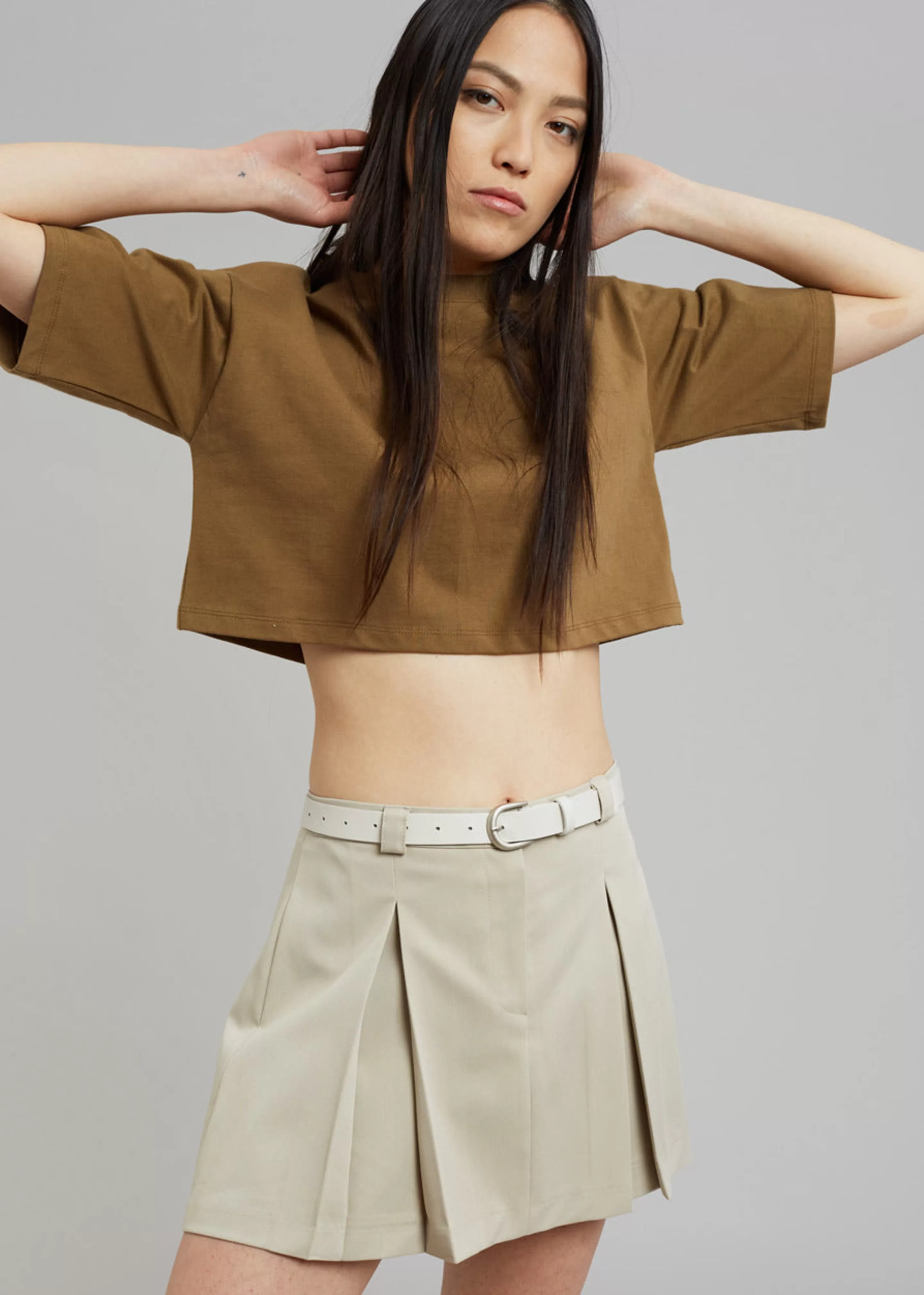 Tops | The Frankie Shop Karina Cropped T-Shirt Olive