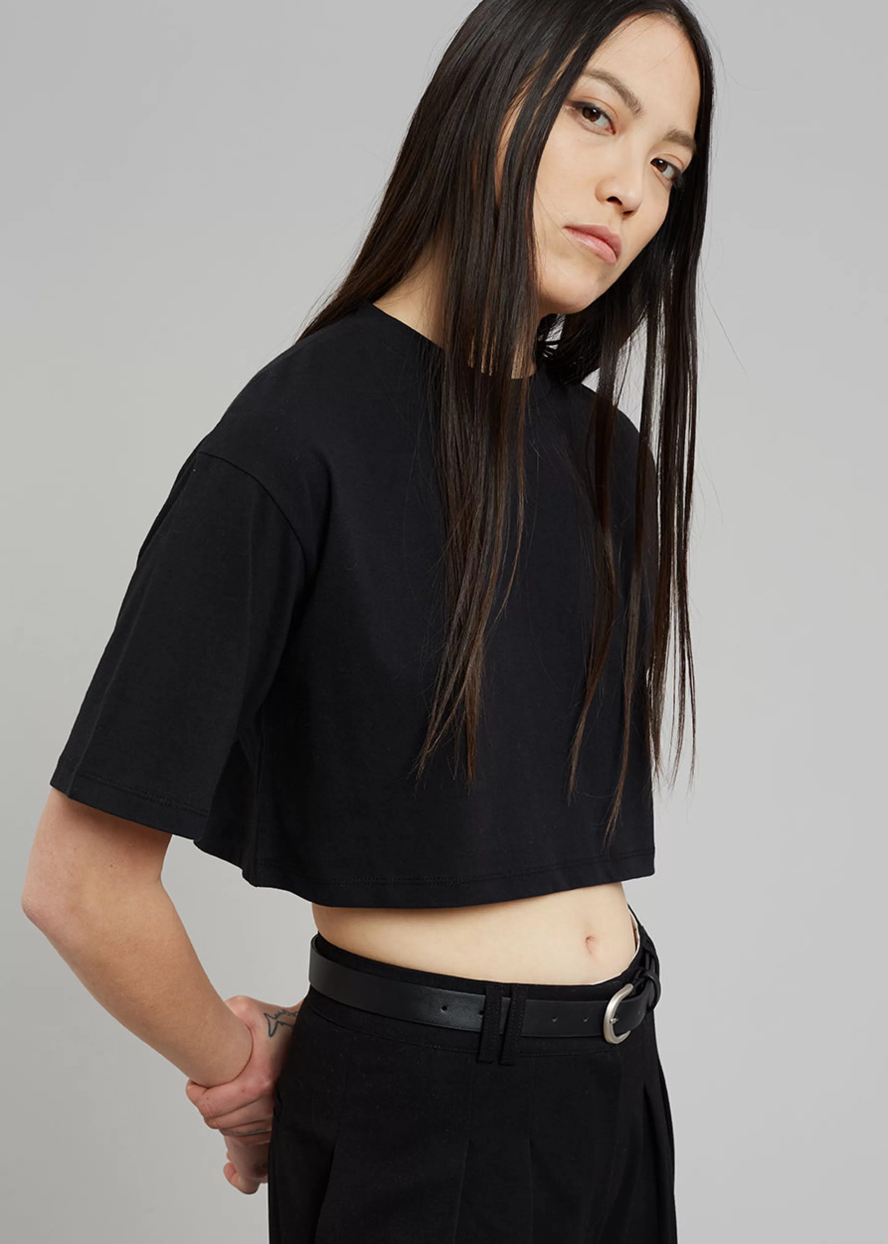 Tops | The Frankie Shop Karina Cropped T-Shirt Black