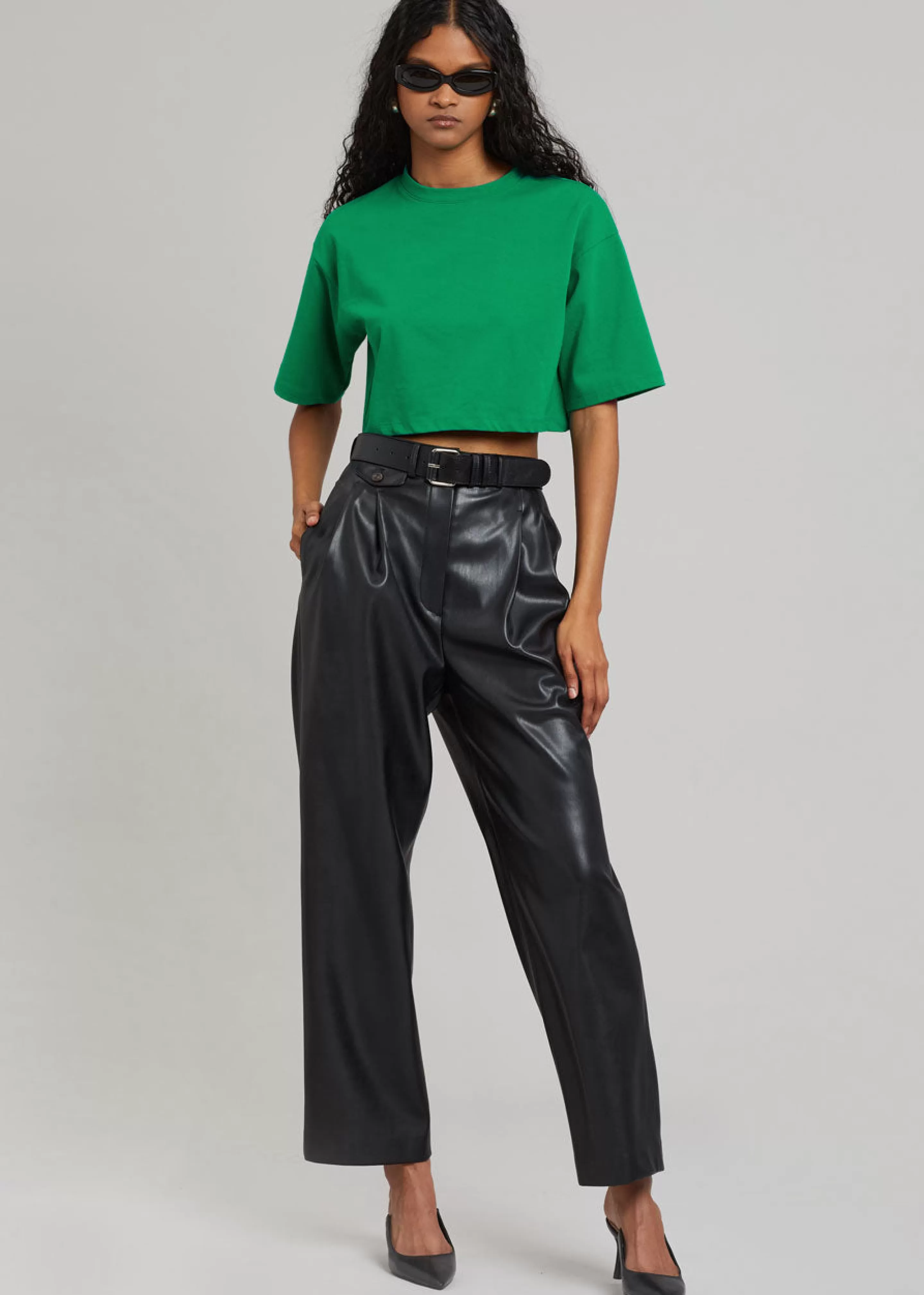 Tops | The Frankie Shop Karina Cropped T-Shirt Green