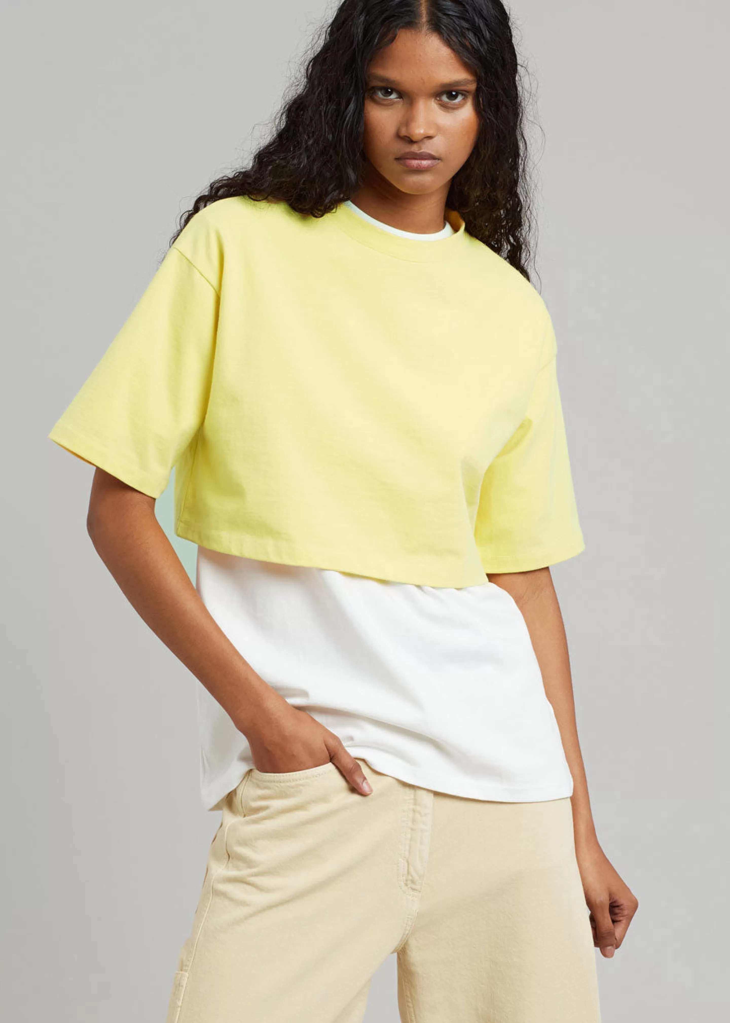 Tops | The Frankie Shop Karina Cropped T-Shirt Yellow