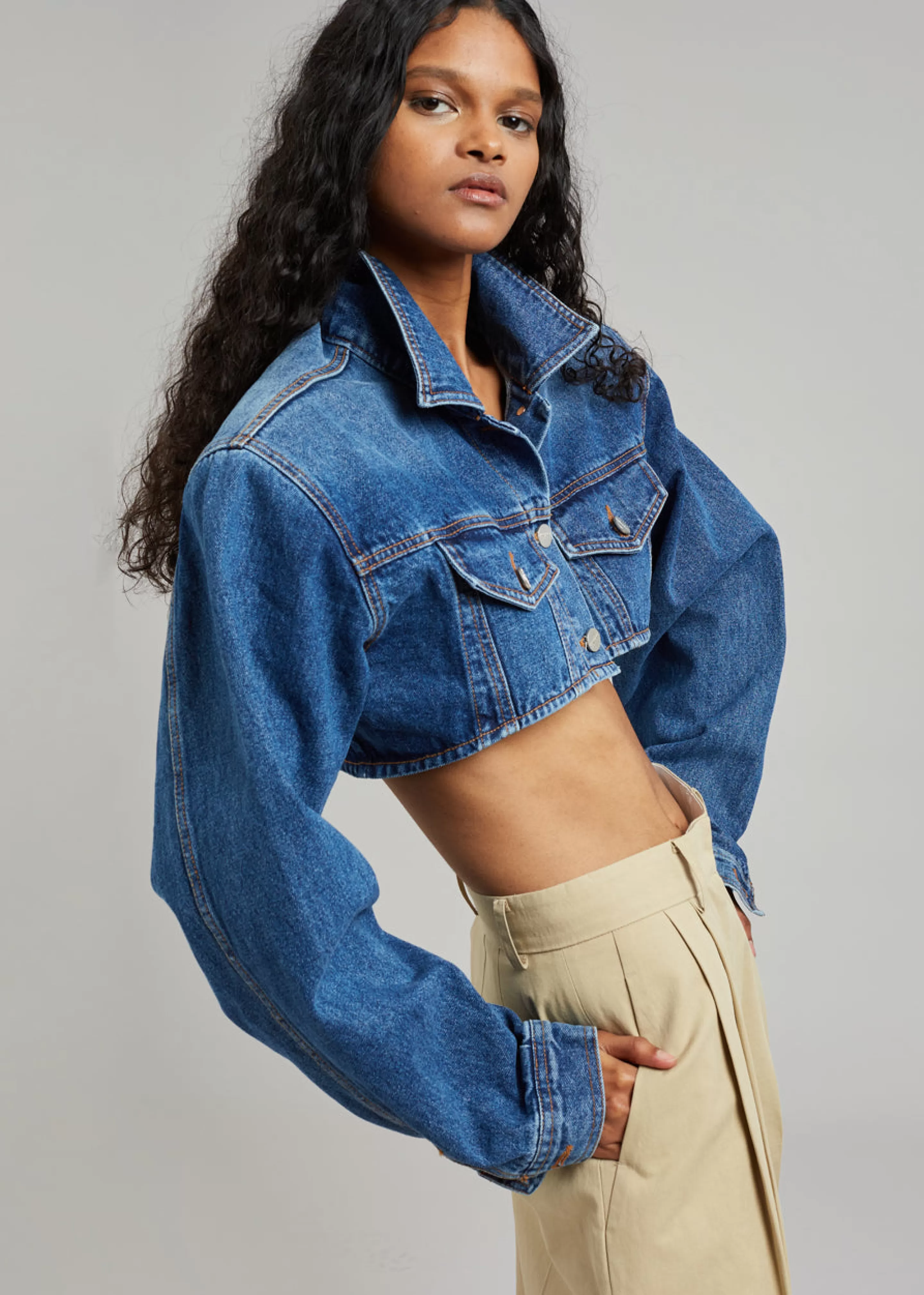 Outerwear | The Frankie Shop Kett Cropped Denim Jacket Dark Indigo