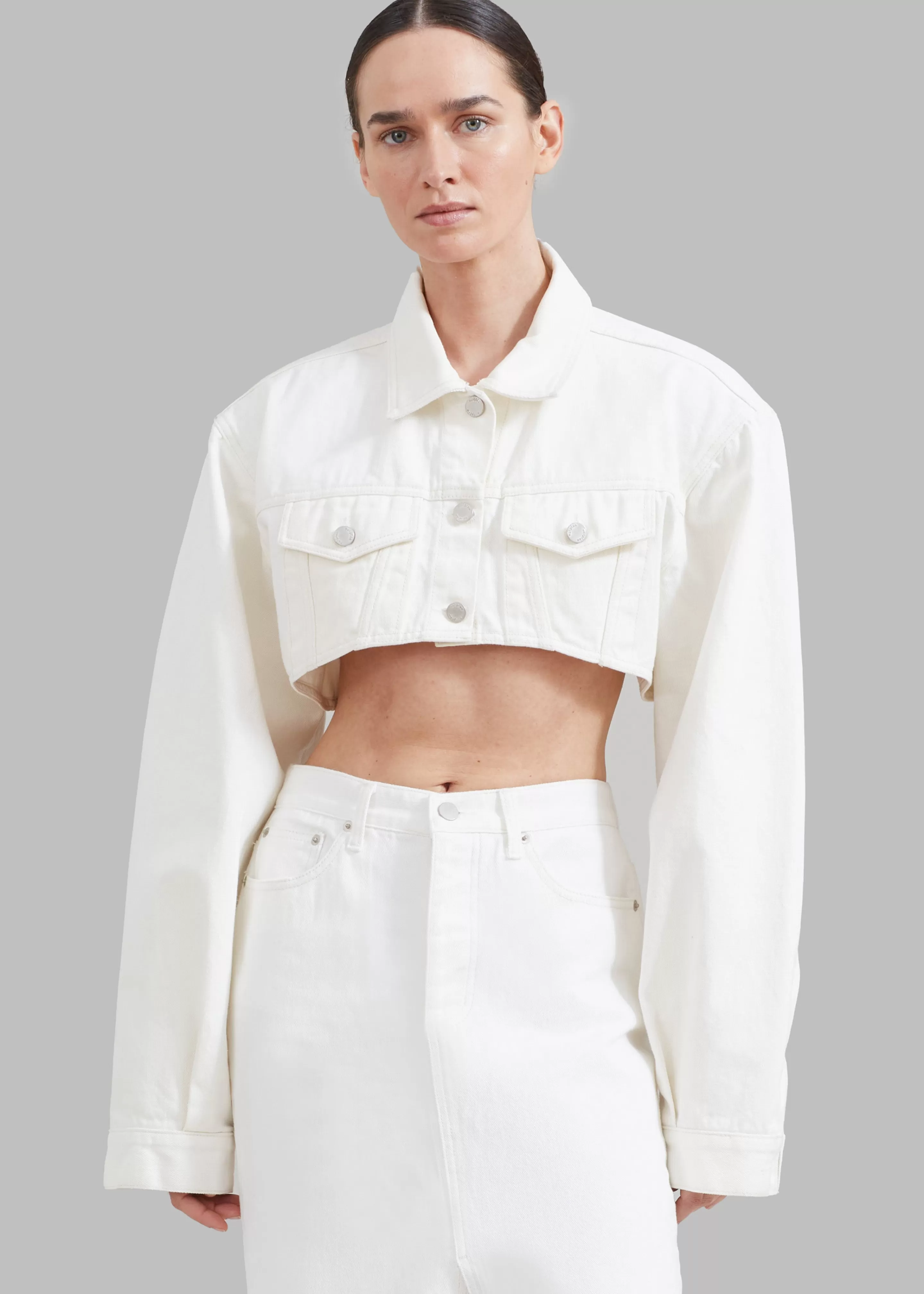 Outerwear | The Frankie Shop Kett Cropped Denim Jacket Off White