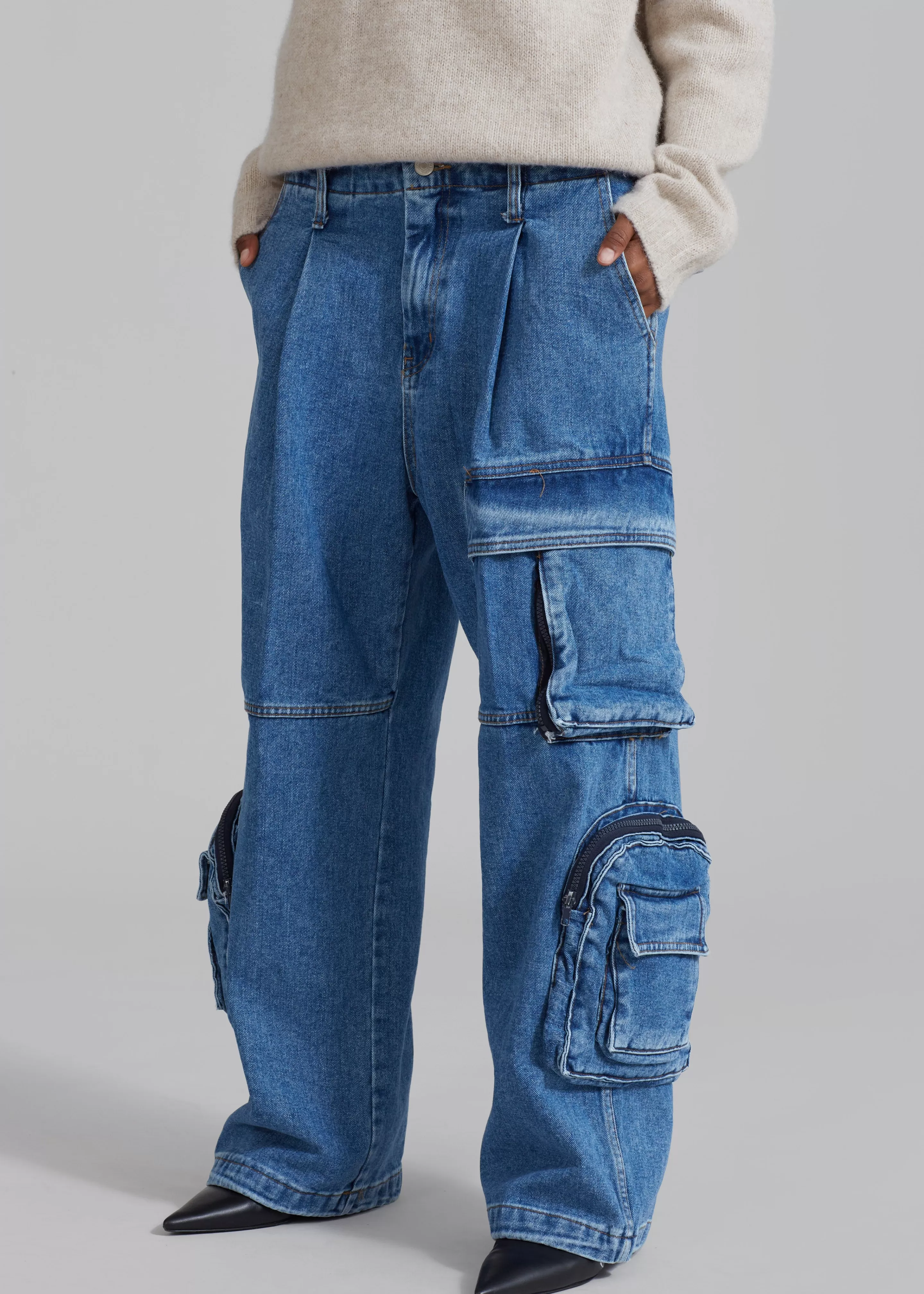 Bottoms | The Frankie Shop Lenny Cargo Jeans Blue Denim