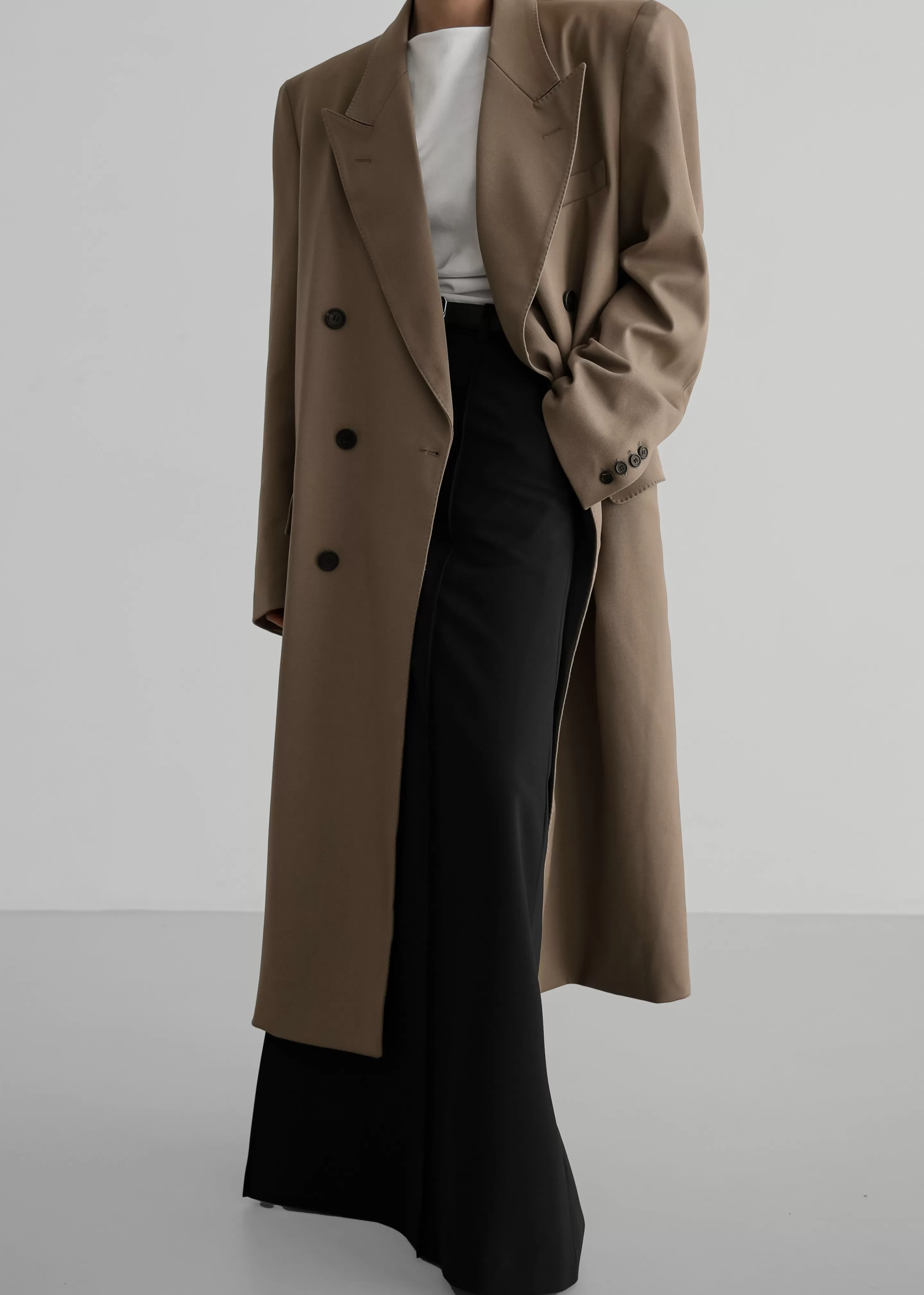 Outerwear | The Frankie Shop London Double Breasted Coat Taupe