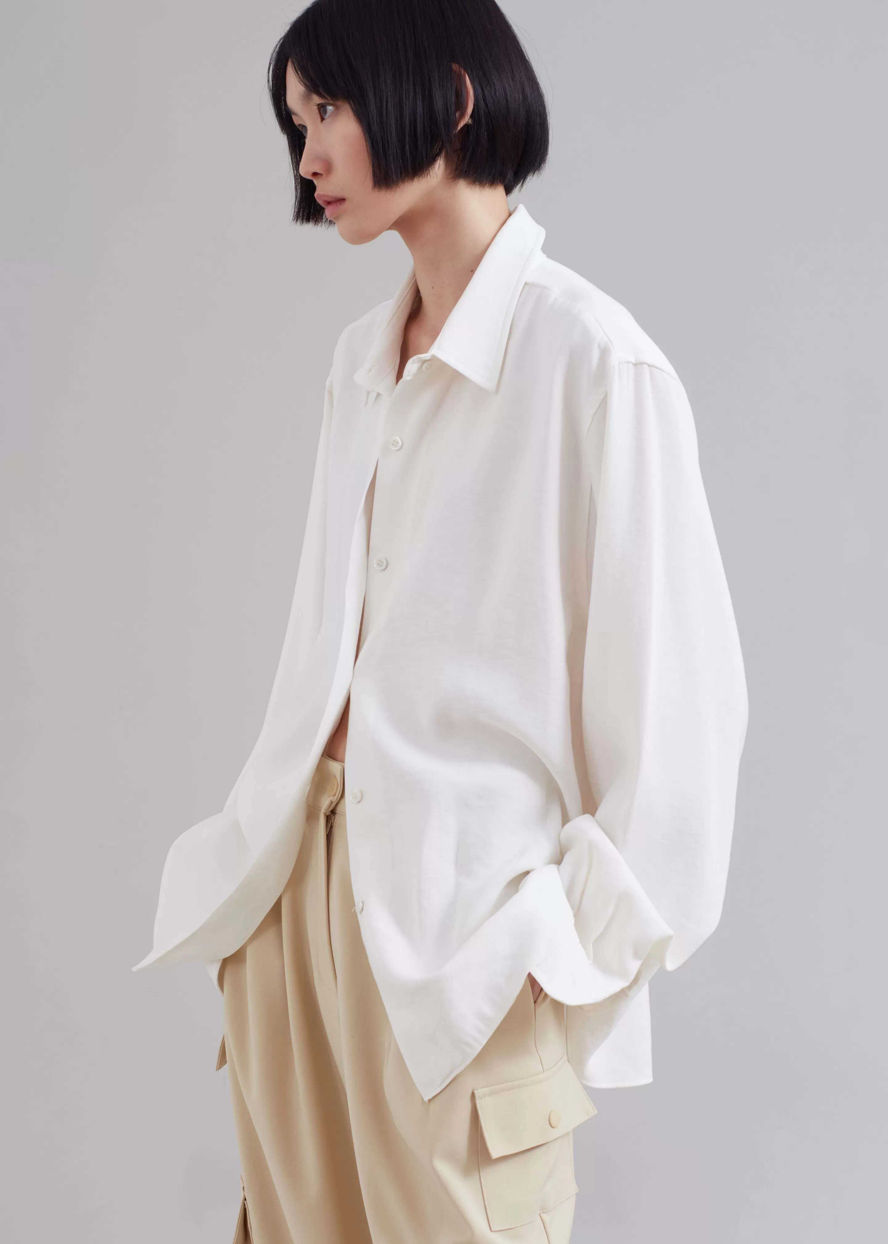 Tops | The Frankie Shop Lotta Fluid Shirt Off White