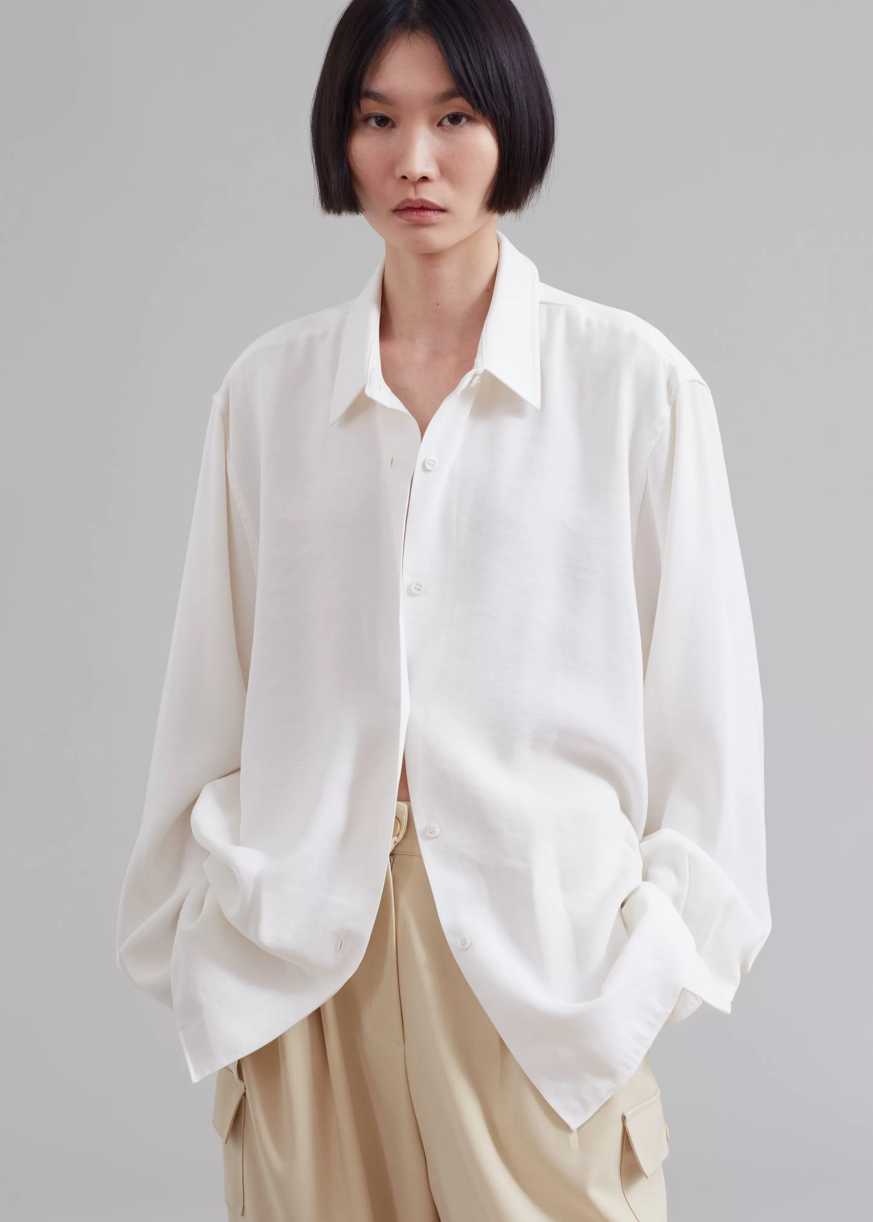 Tops | The Frankie Shop Lotta Fluid Shirt Off White