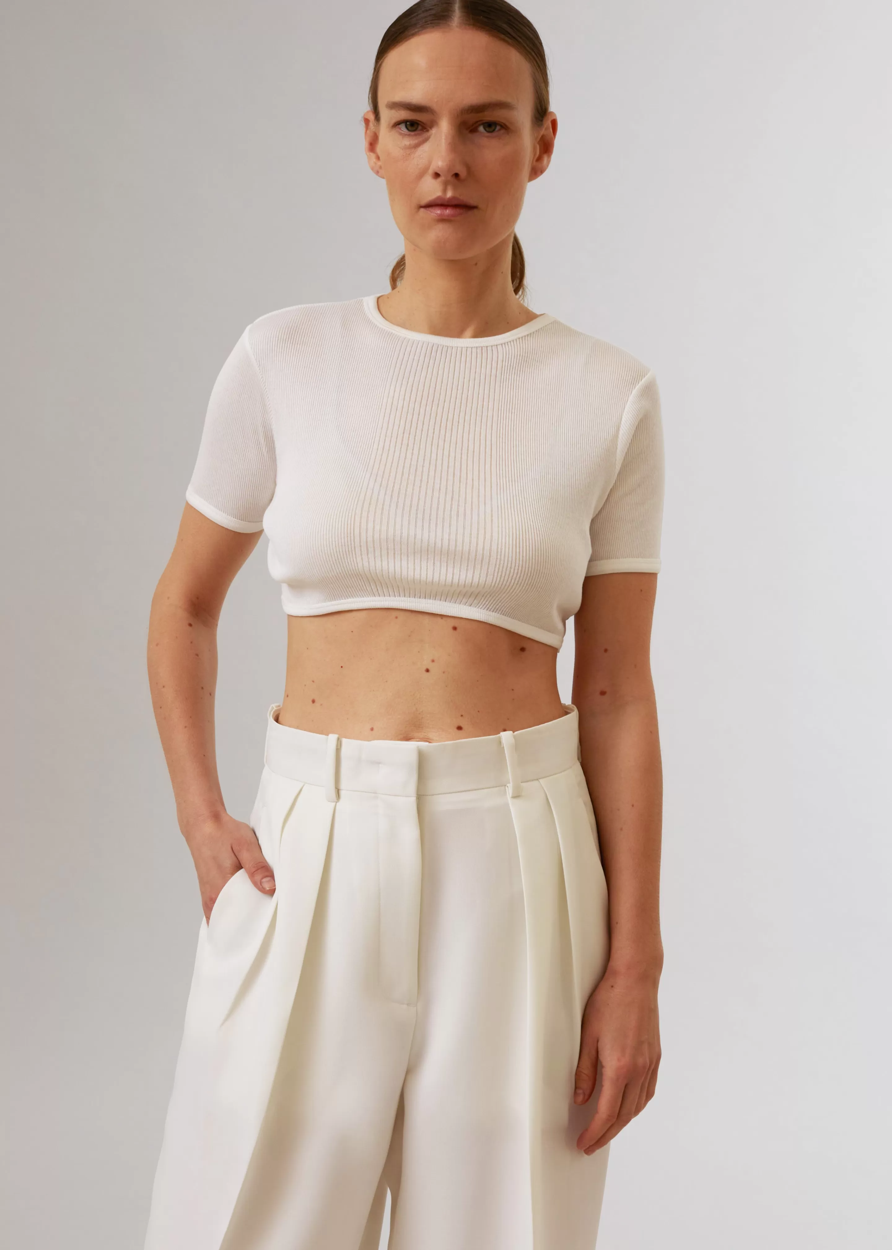 Tops | The Frankie Shop Loulou Studio Adas Cropped Top Ivory