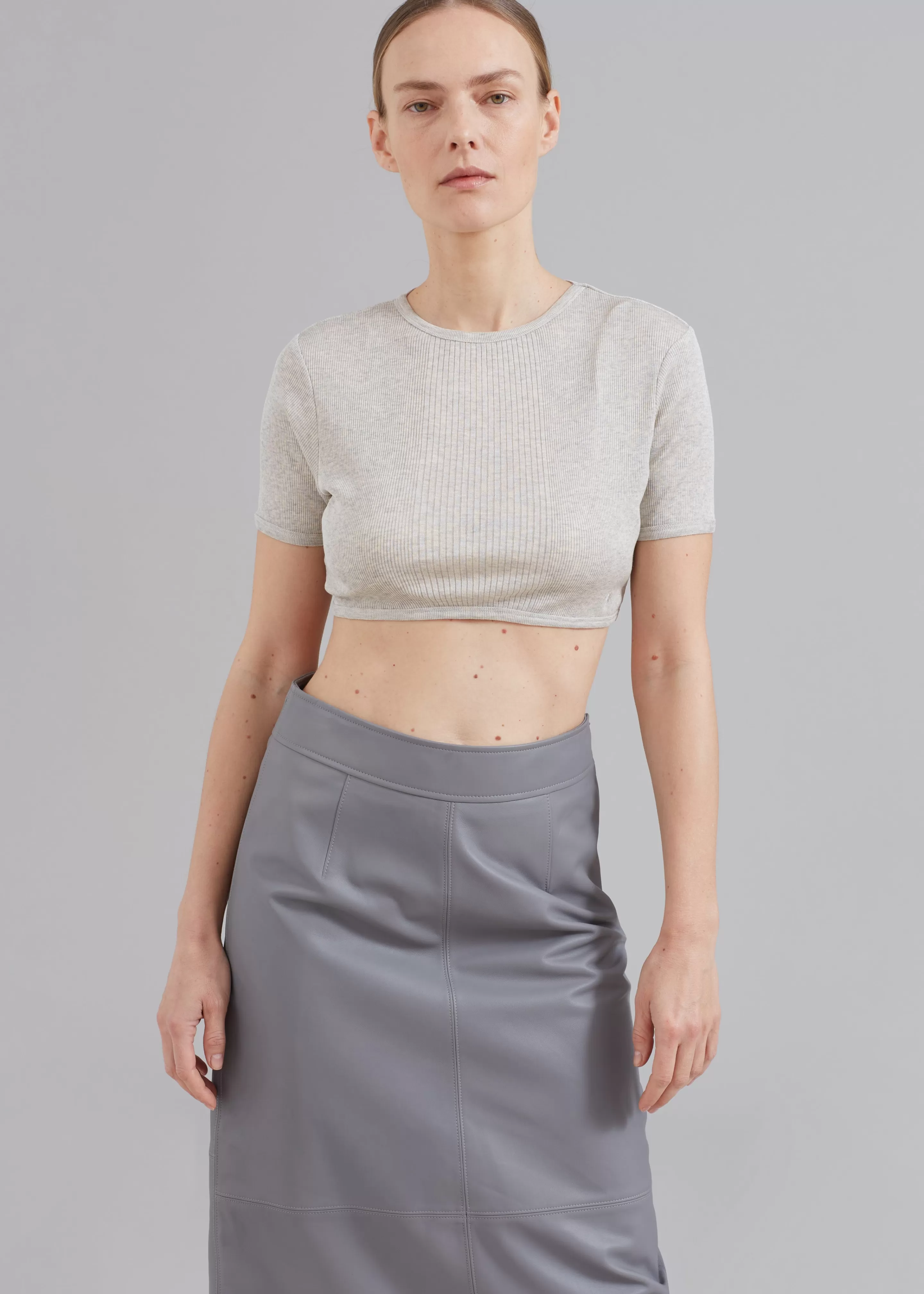 Tops | The Frankie Shop Loulou Studio Adas Cropped Top Grey Melange