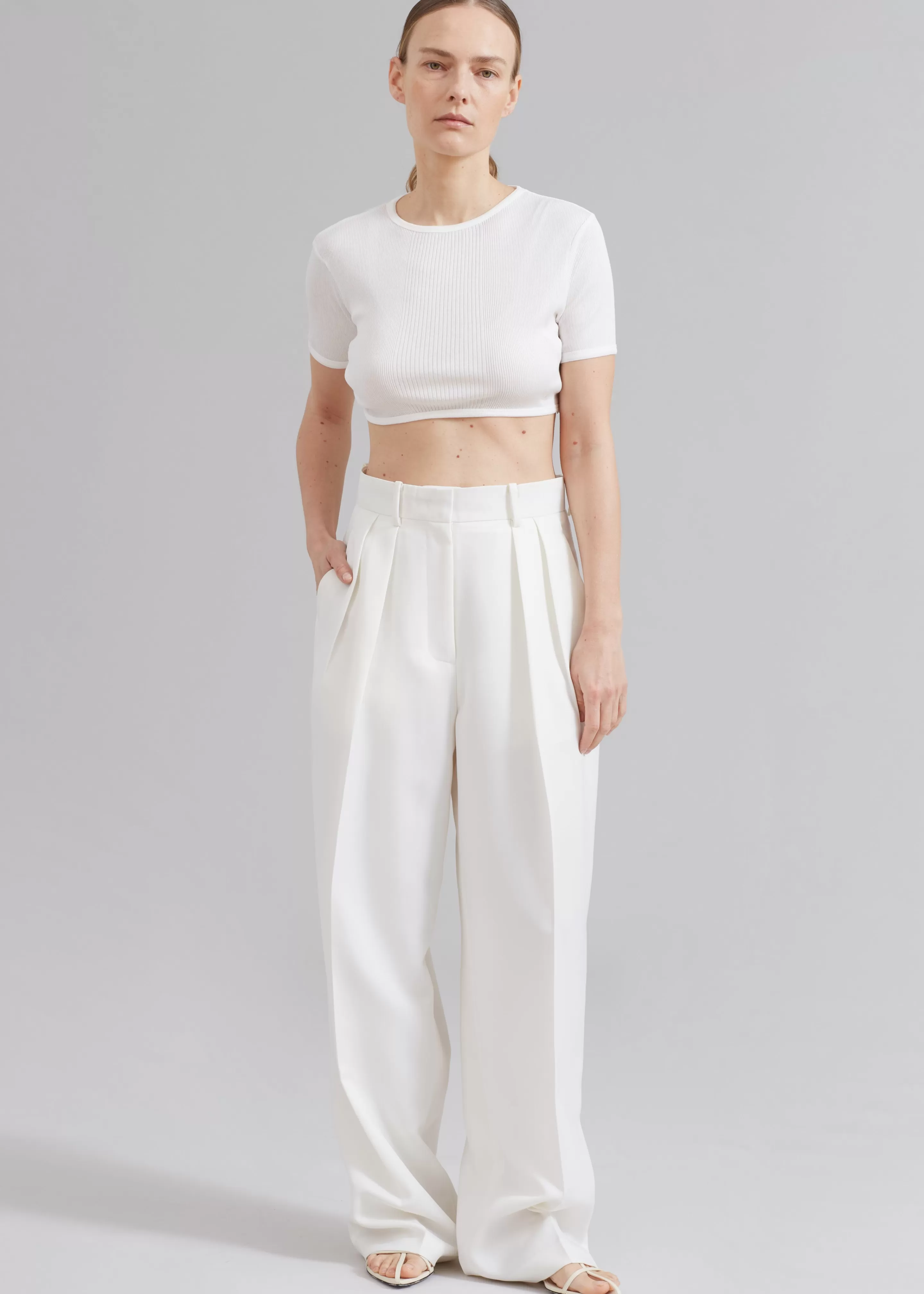 Tops | The Frankie Shop Loulou Studio Adas Cropped Top Ivory