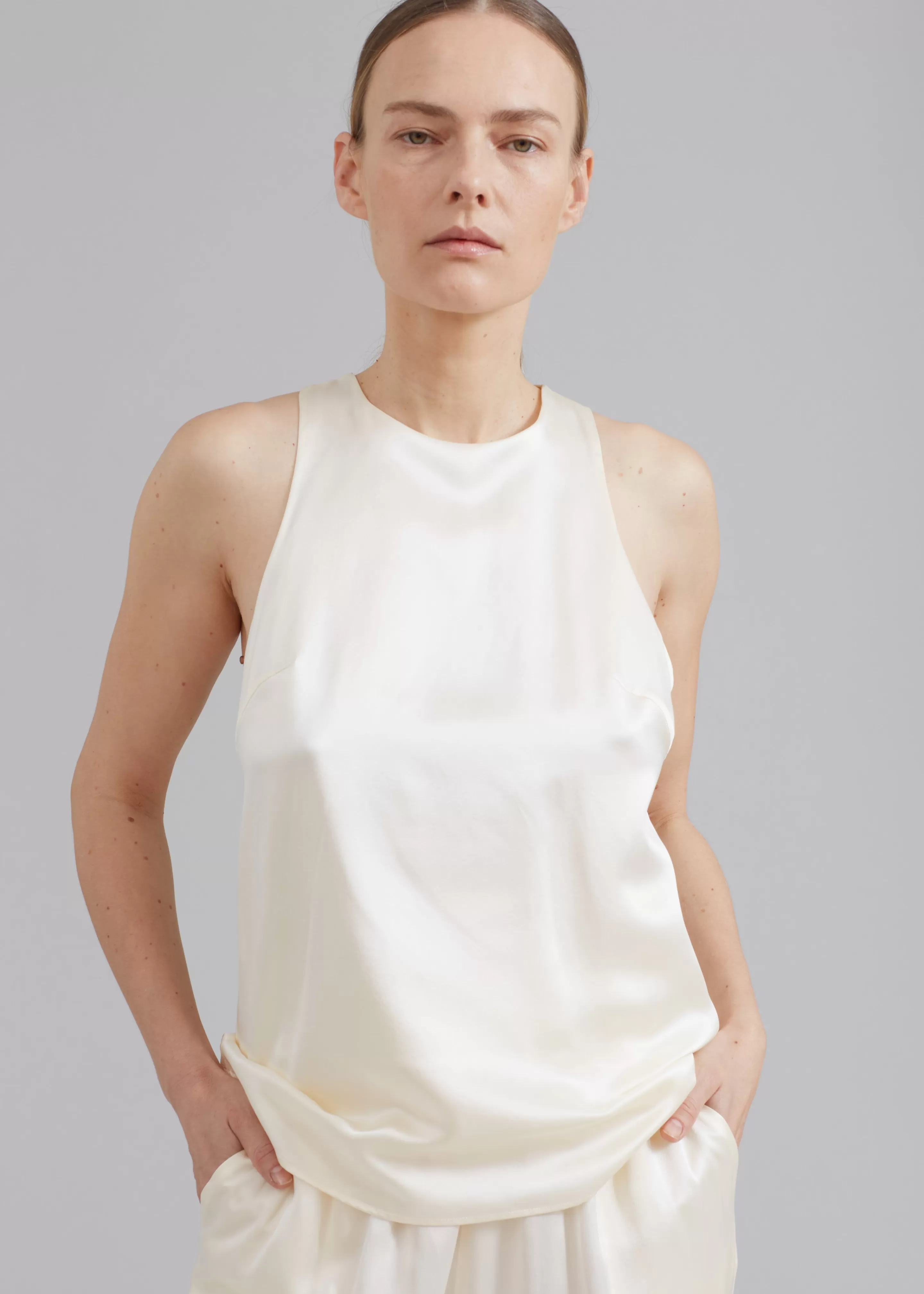 Tops | The Frankie Shop Loulou Studio Estor Silk Tank Top Ivory