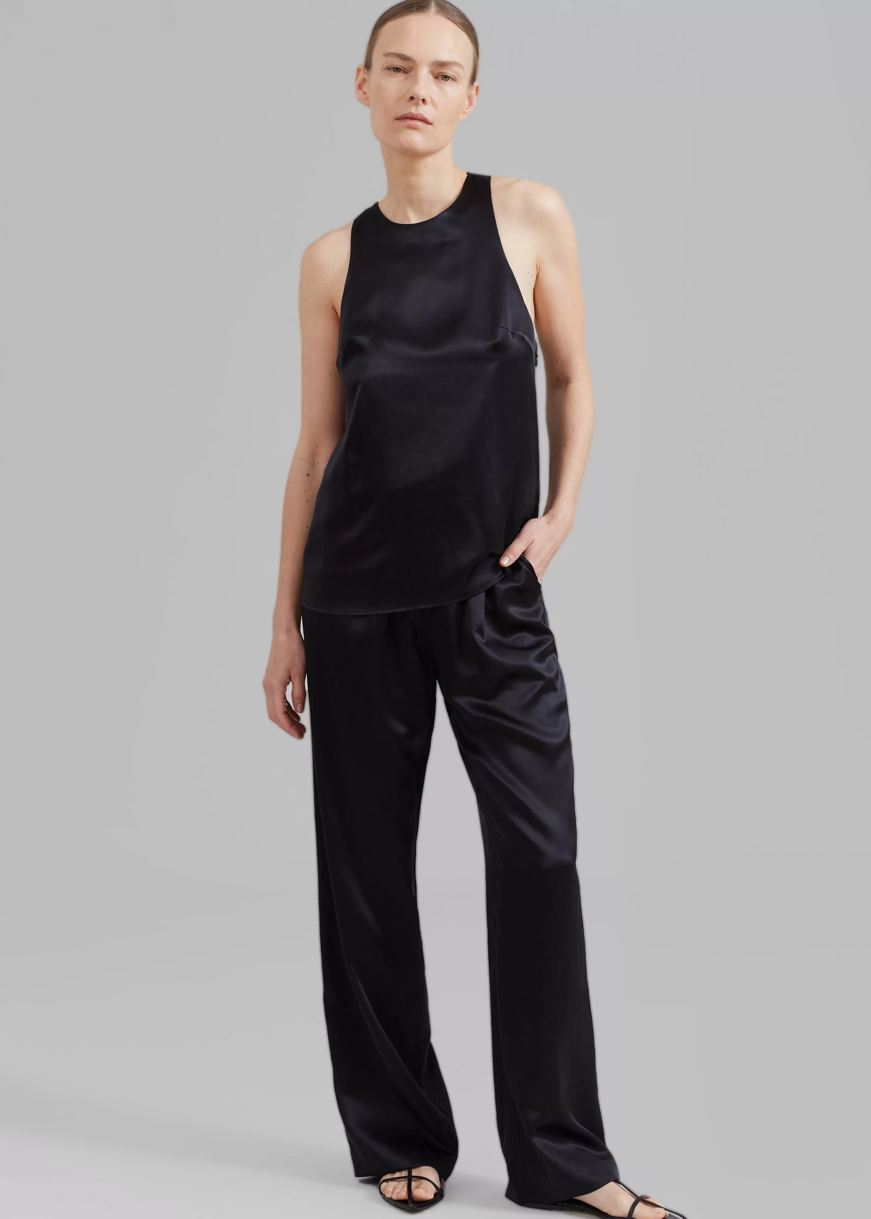 Bottoms | The Frankie Shop Loulou Studio Soma Silk Pants Black