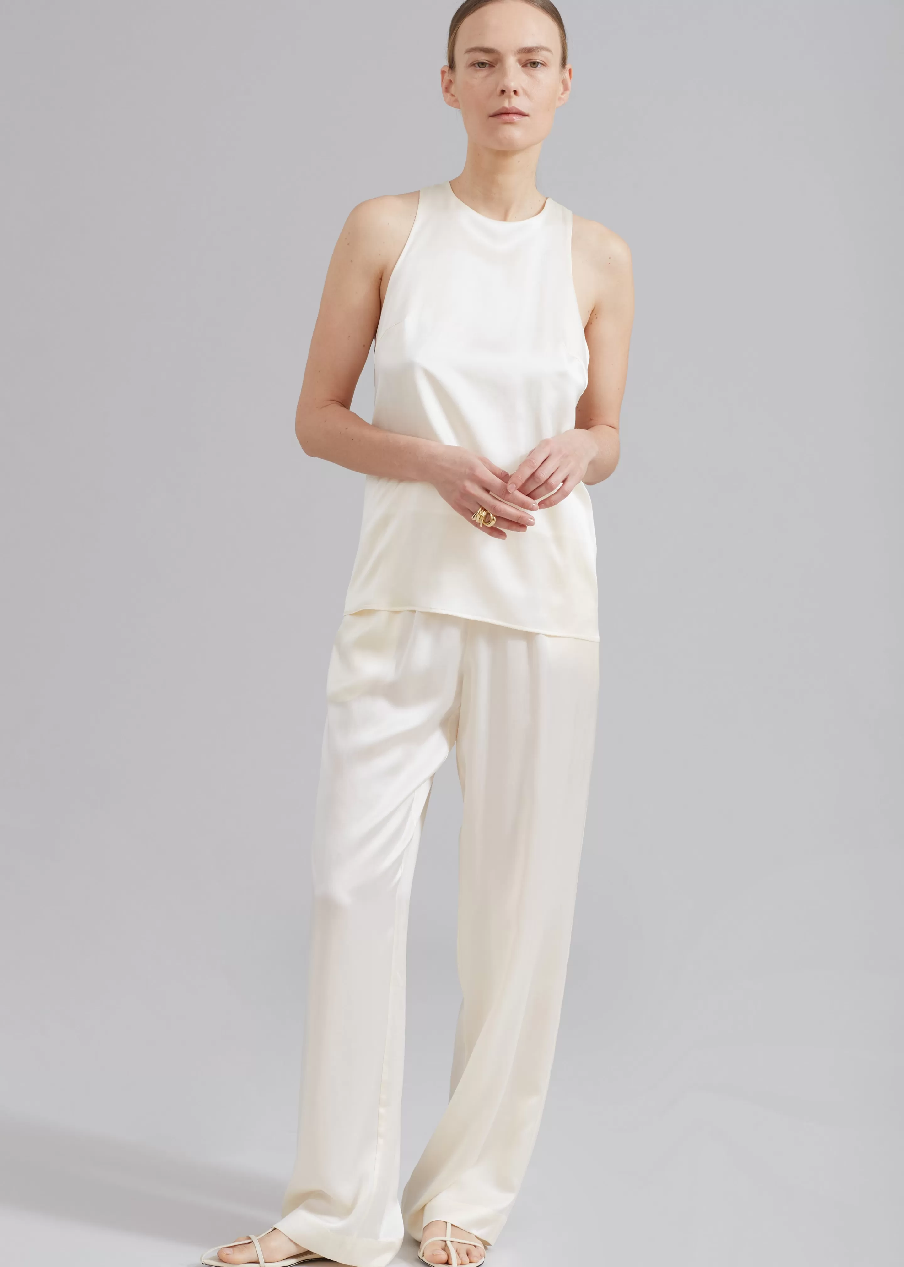 Bottoms | The Frankie Shop Loulou Studio Soma Silk Pants Ivory