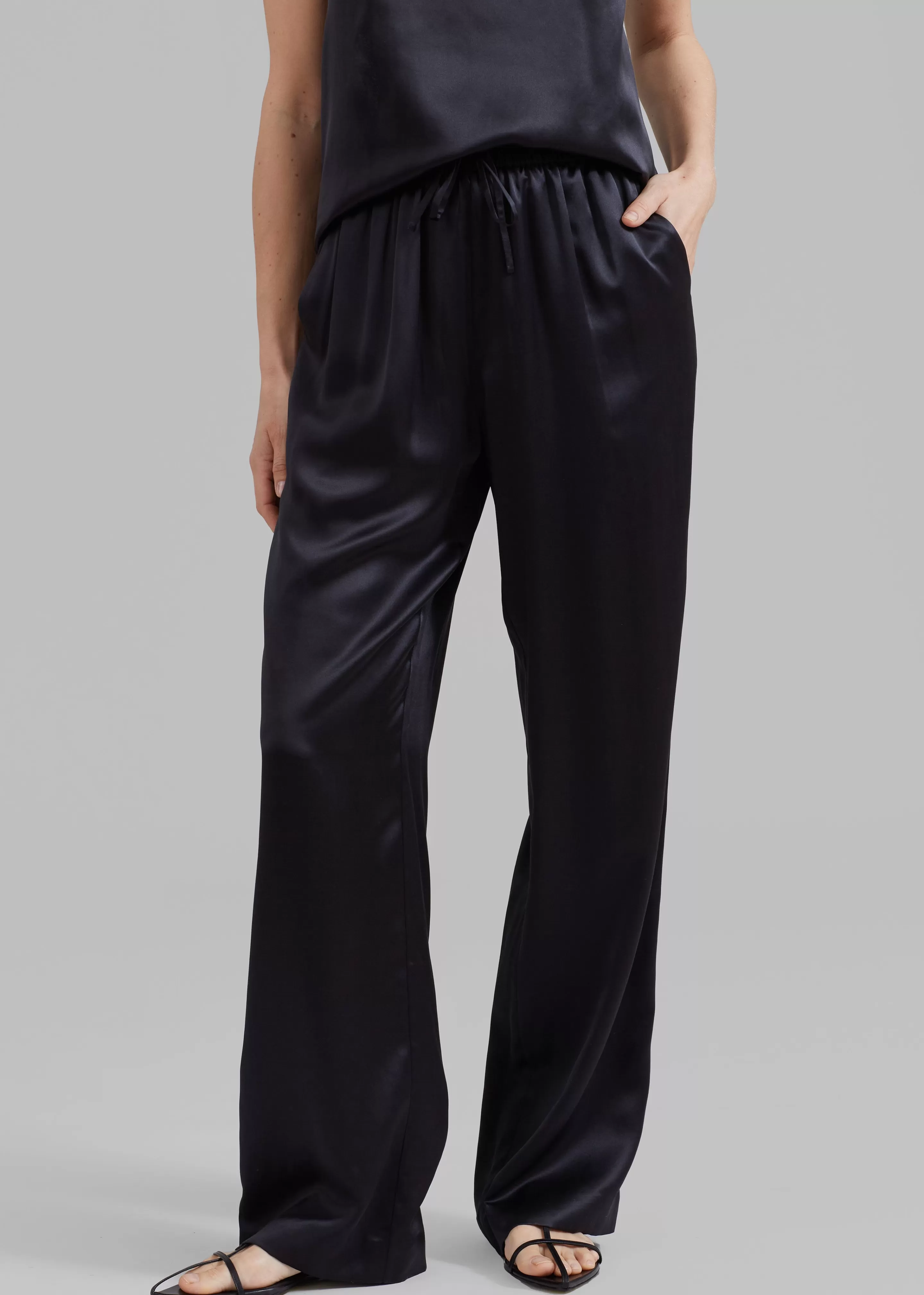 Bottoms | The Frankie Shop Loulou Studio Soma Silk Pants Black