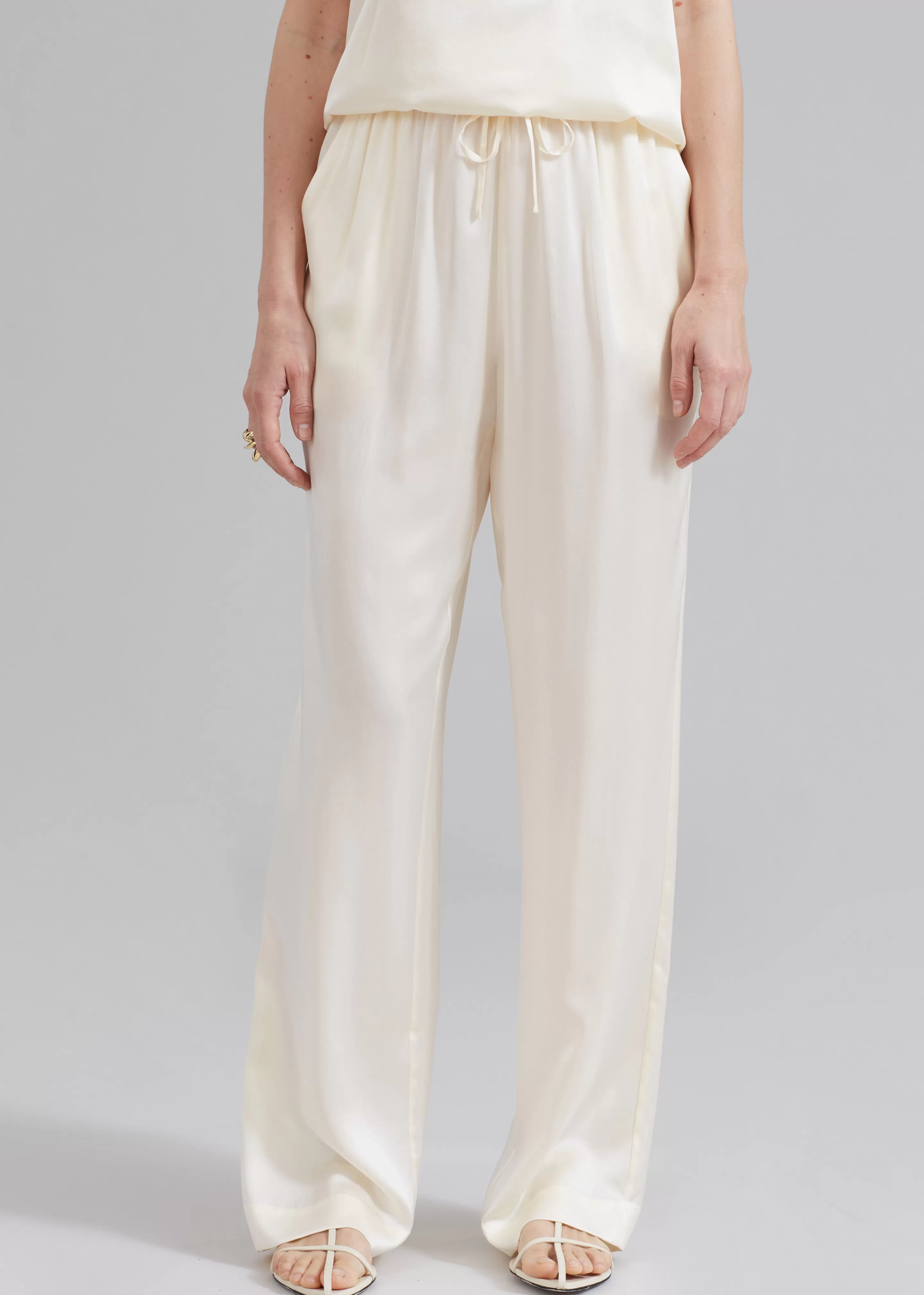 Bottoms | The Frankie Shop Loulou Studio Soma Silk Pants Ivory