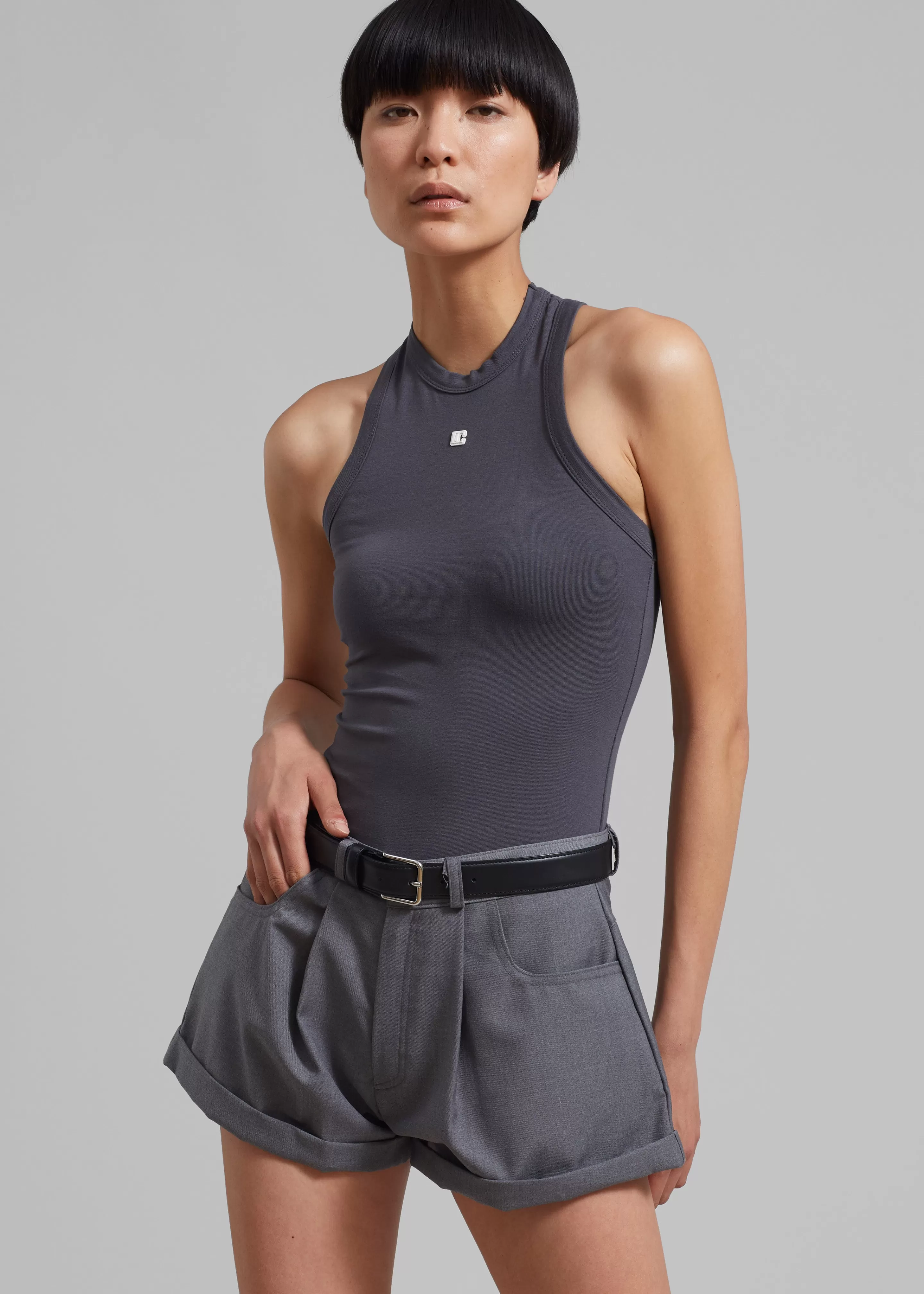 Tops | The Frankie Shop Low Classic Jersey Sleeveless Top Charcoal