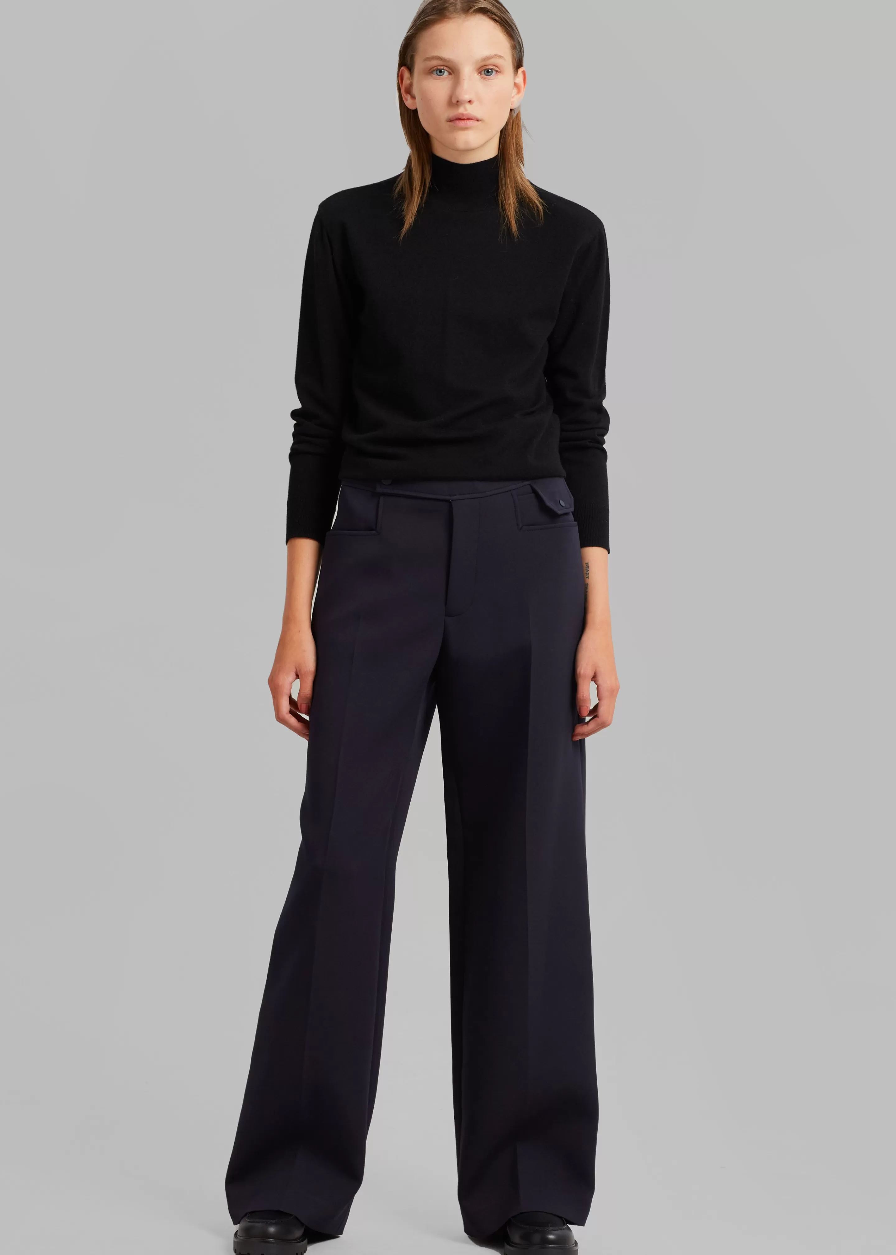 Bottoms | The Frankie Shop Low Classic Pocket Point Pants Navy