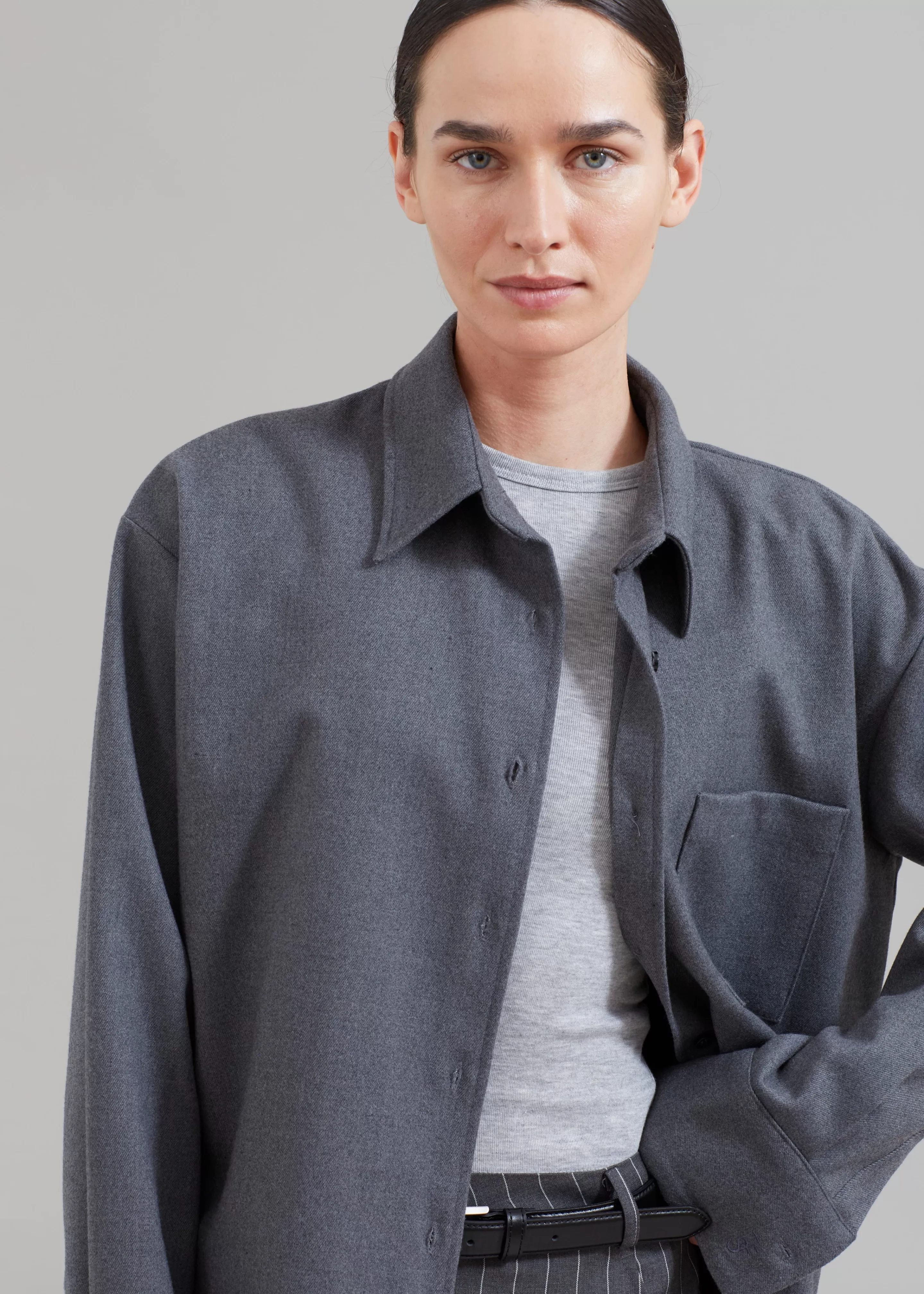 Tops | The Frankie Shop Lui Midweight Shirt Grey