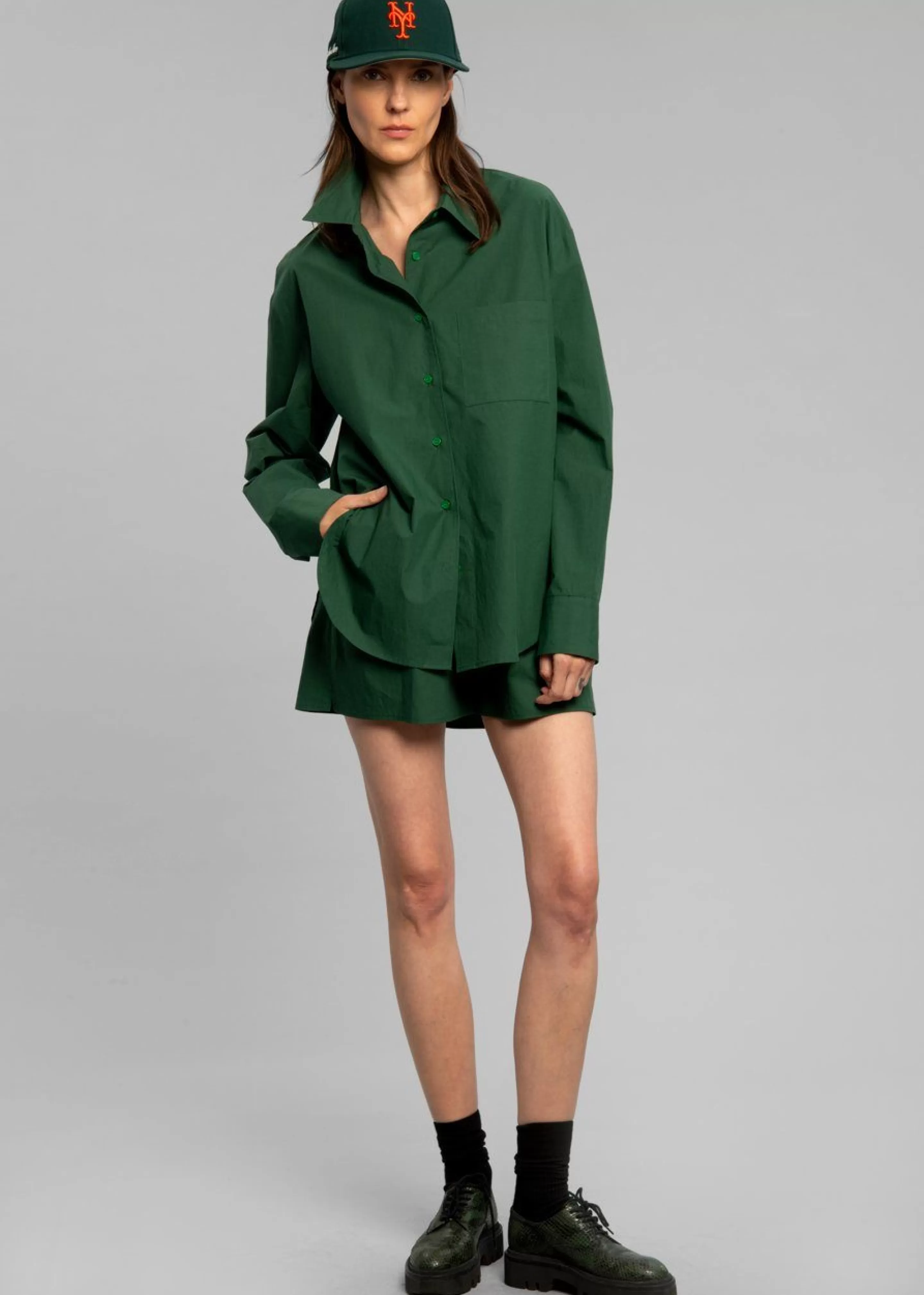 Tops | The Frankie Shop Lui Organic Cotton Shirt Hunter Green