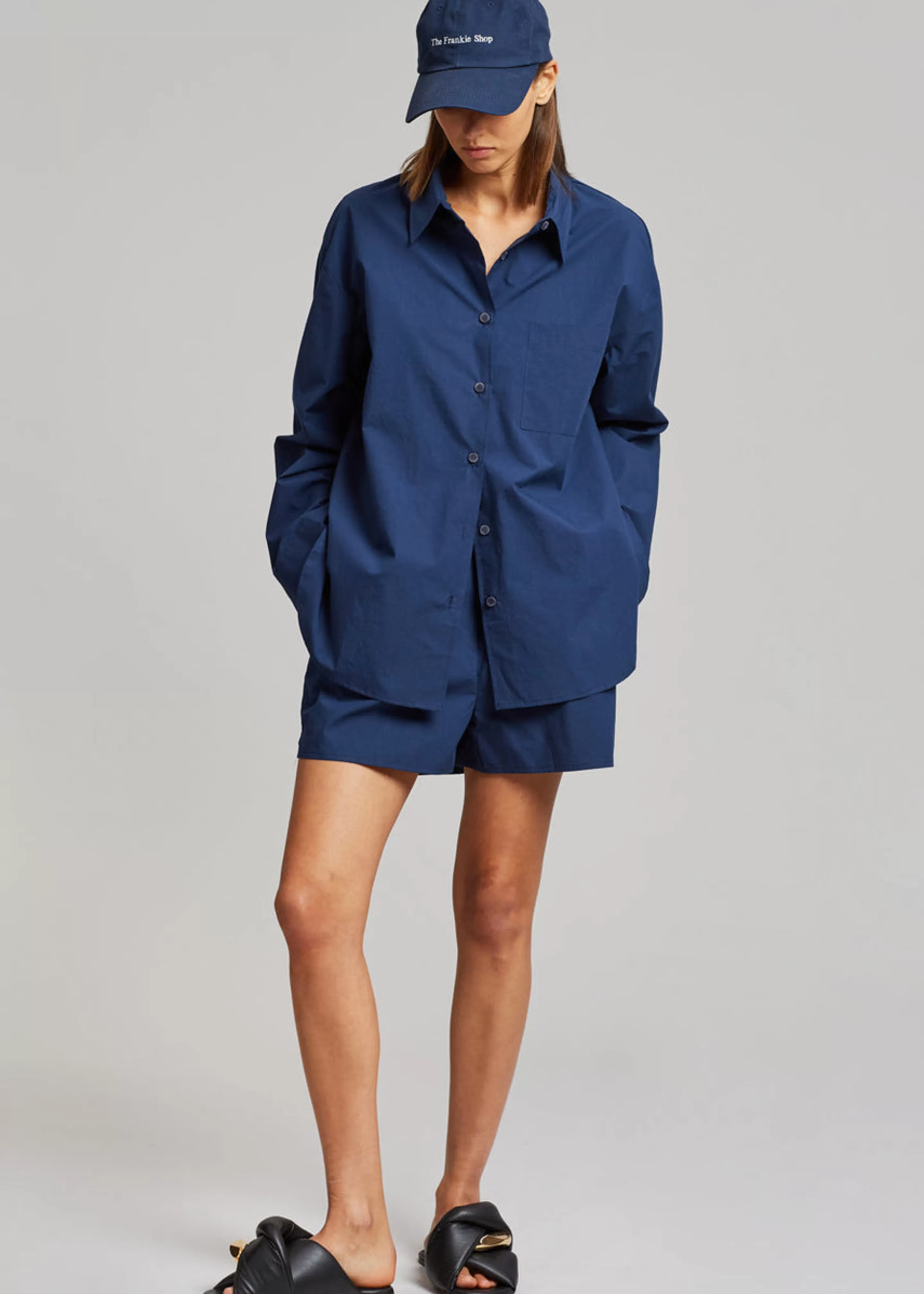 Tops | The Frankie Shop Lui Organic Cotton Shirt Navy