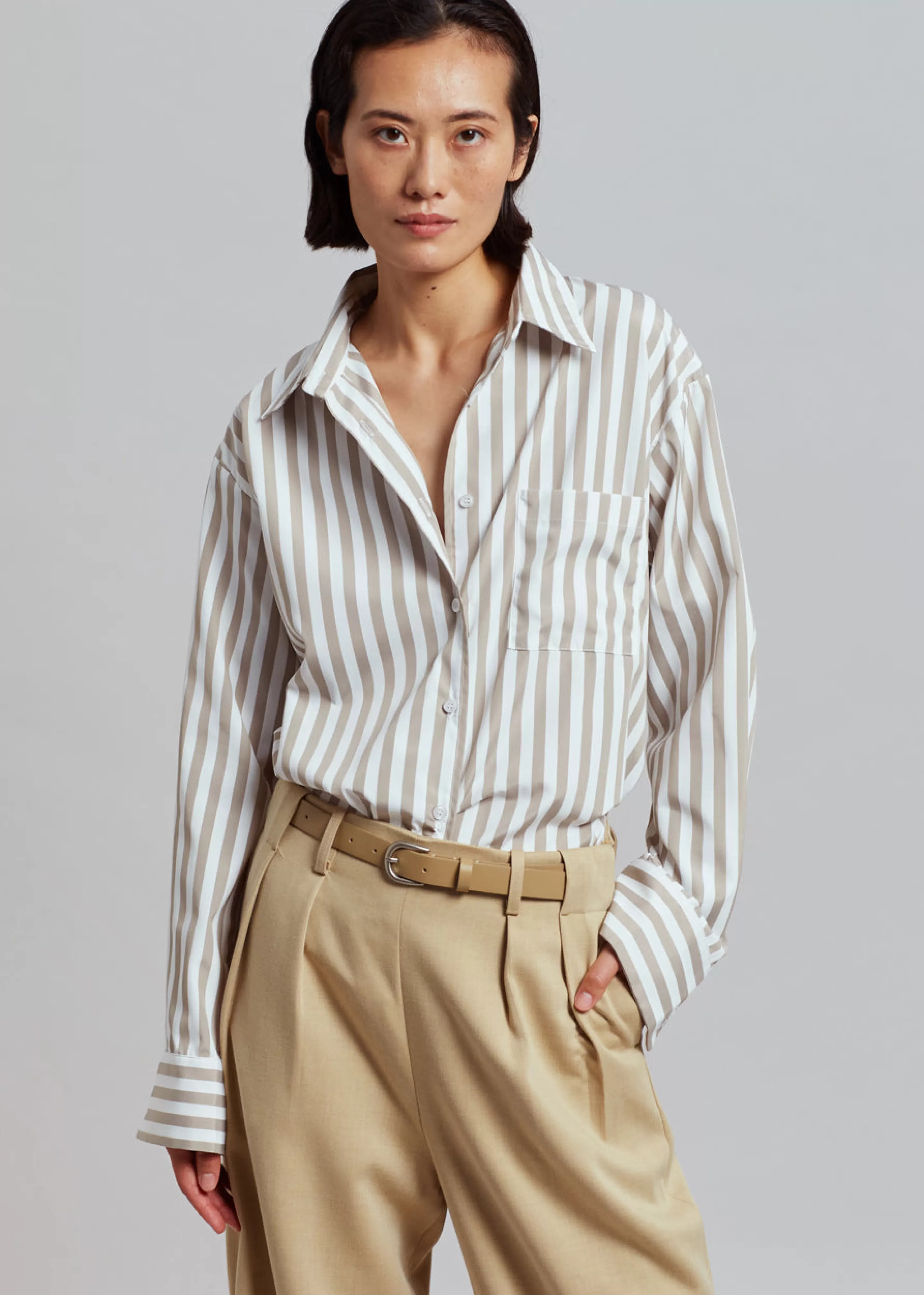 Tops | The Frankie Shop Lui Stripe Shirt Sand