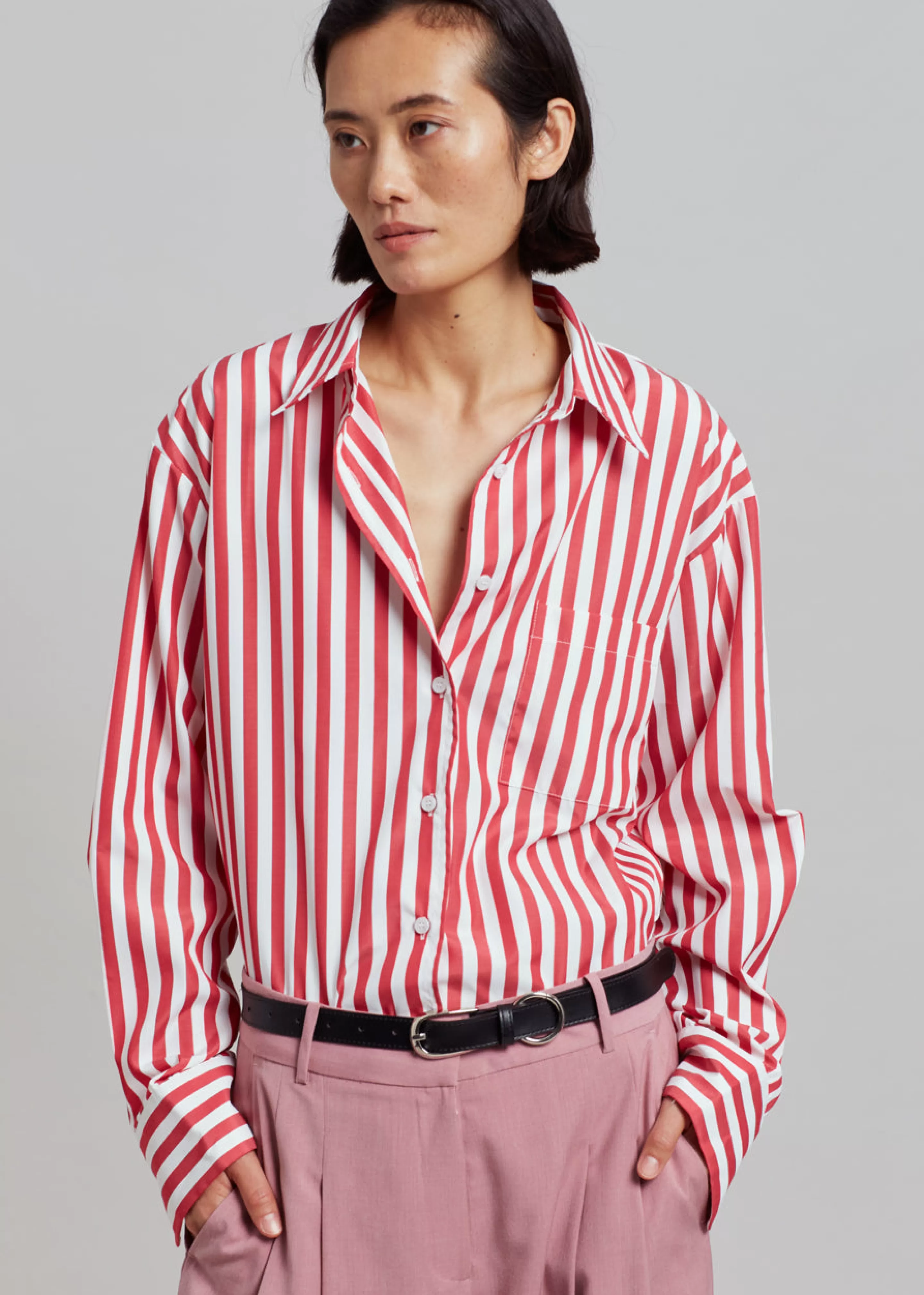 Tops | The Frankie Shop Lui Stripe Shirt Red