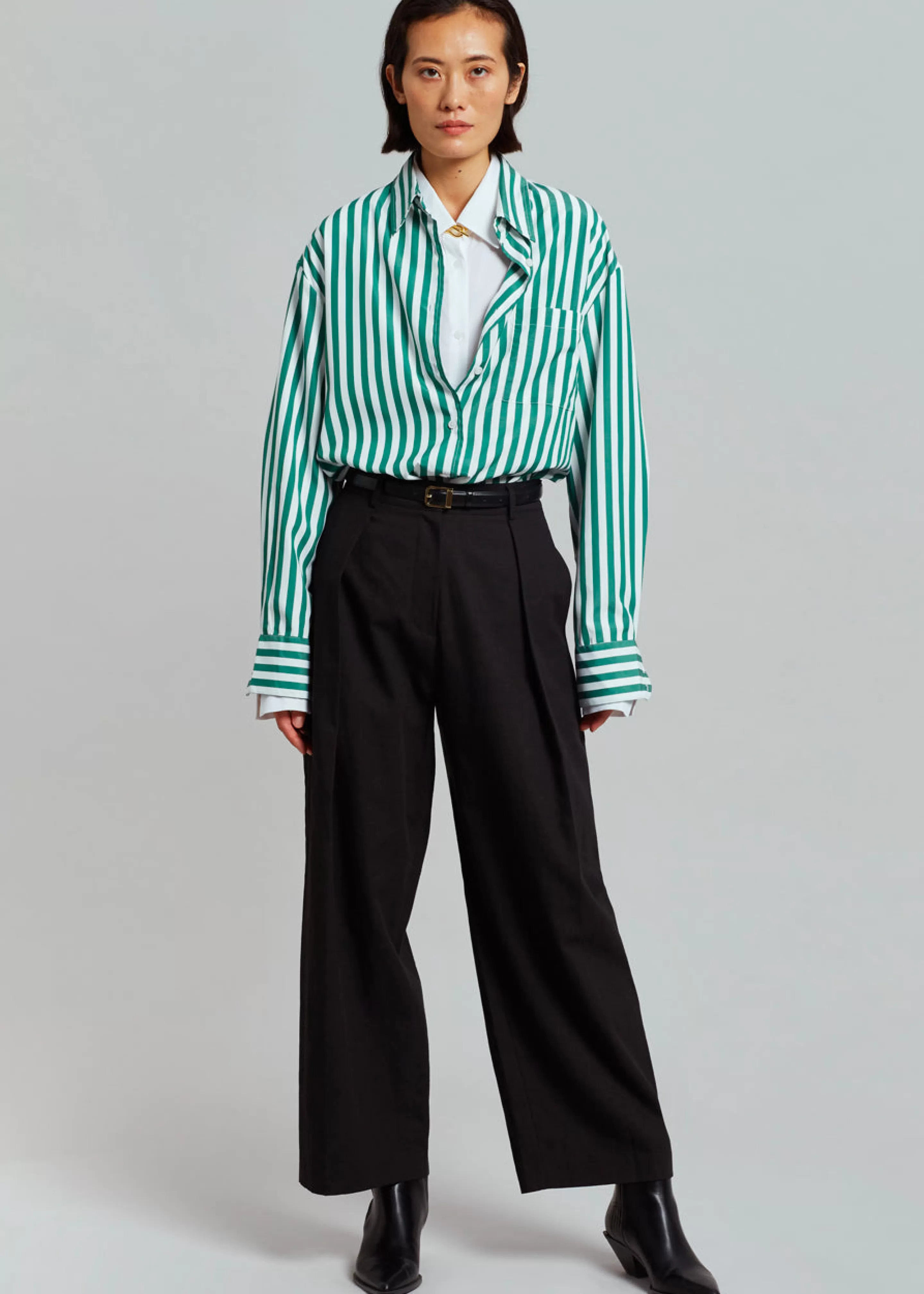 Tops | The Frankie Shop Lui Stripe Shirt Green