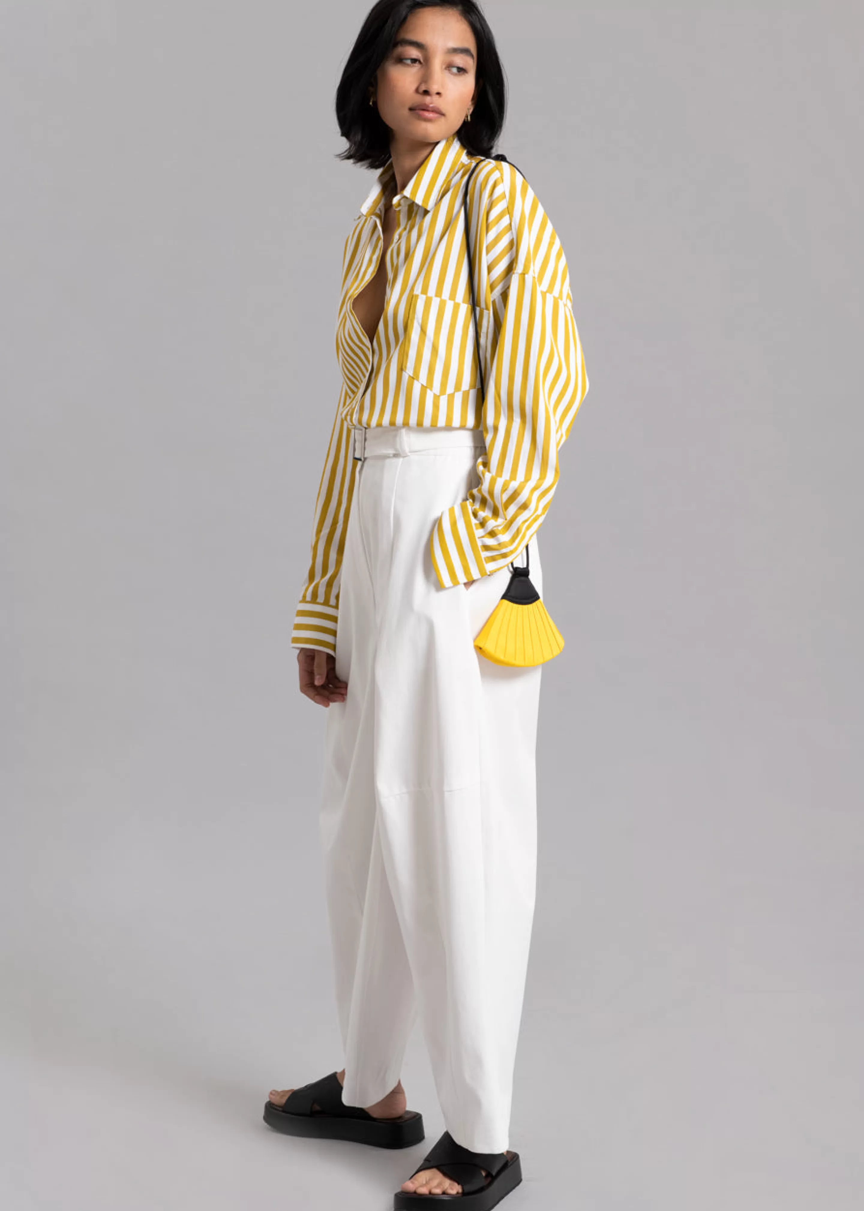 Tops | The Frankie Shop Lui Stripe Shirt Gold Yellow