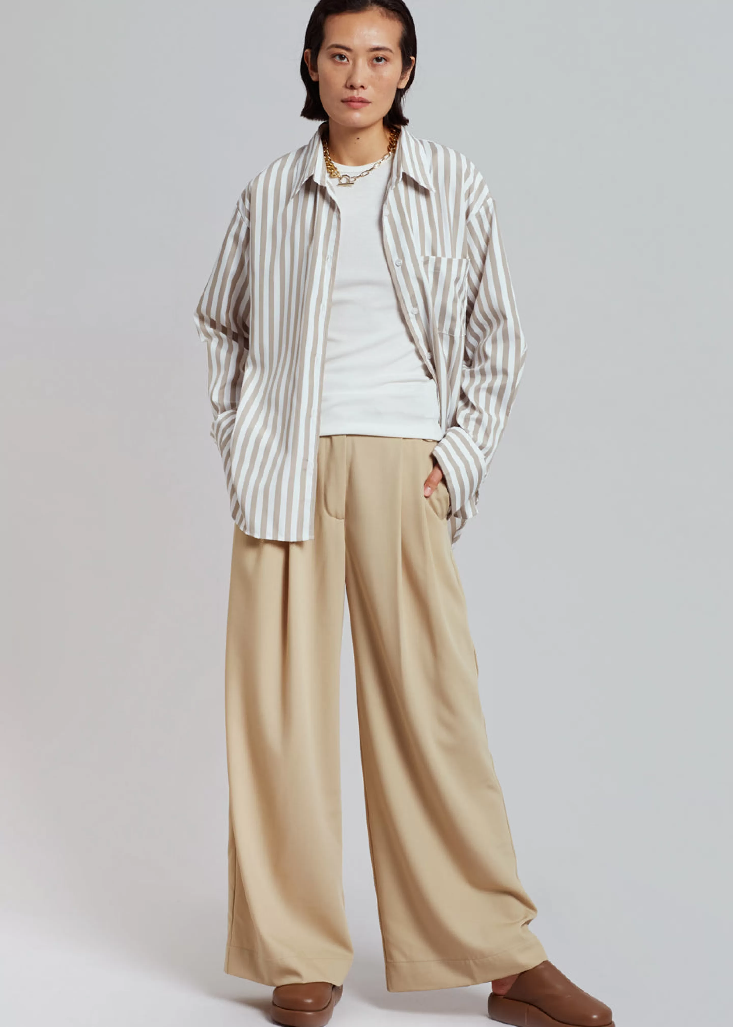 Tops | The Frankie Shop Lui Stripe Shirt Sand