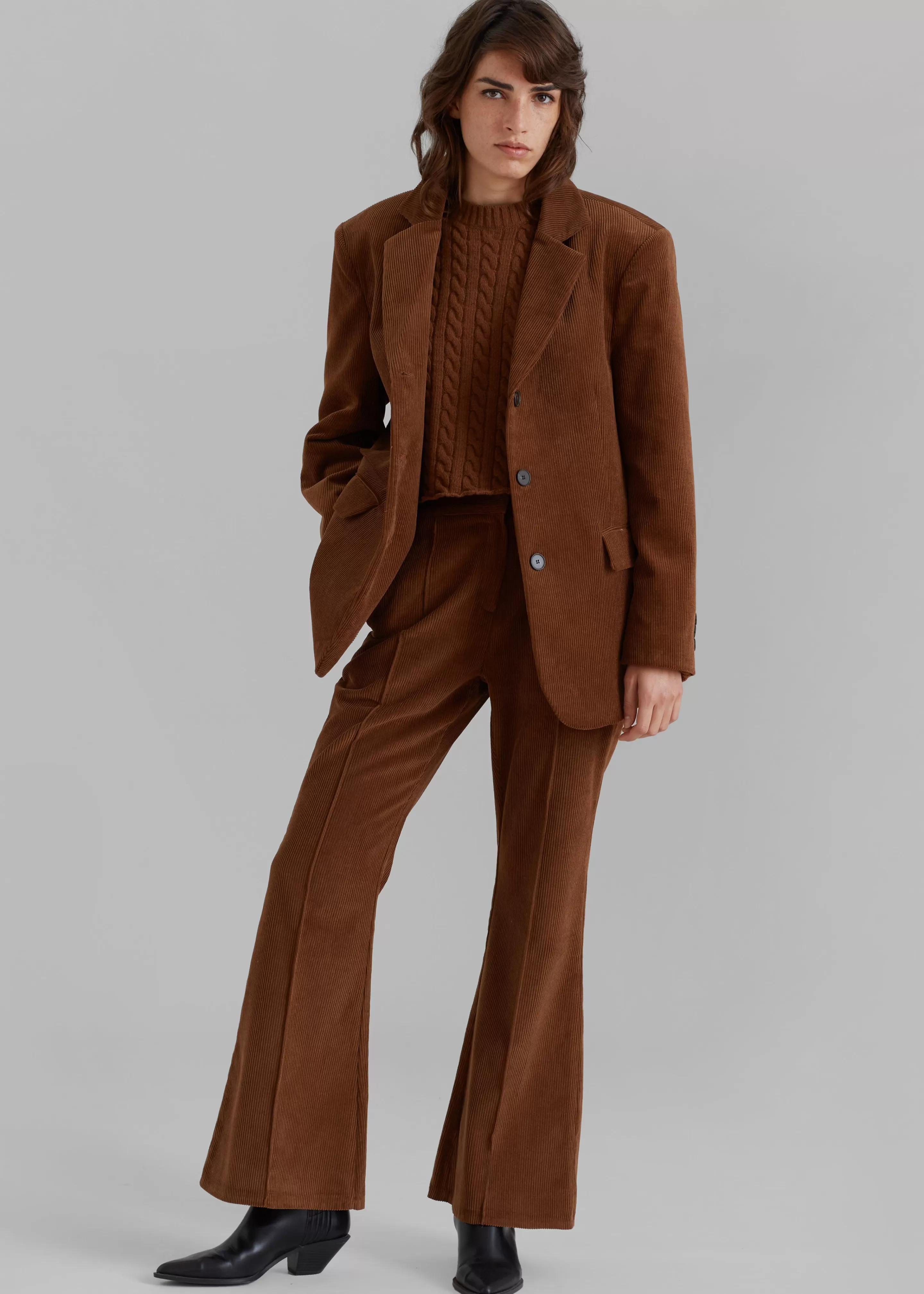 Bottoms | The Frankie Shop Lydian Corduroy Flare Pants Brown