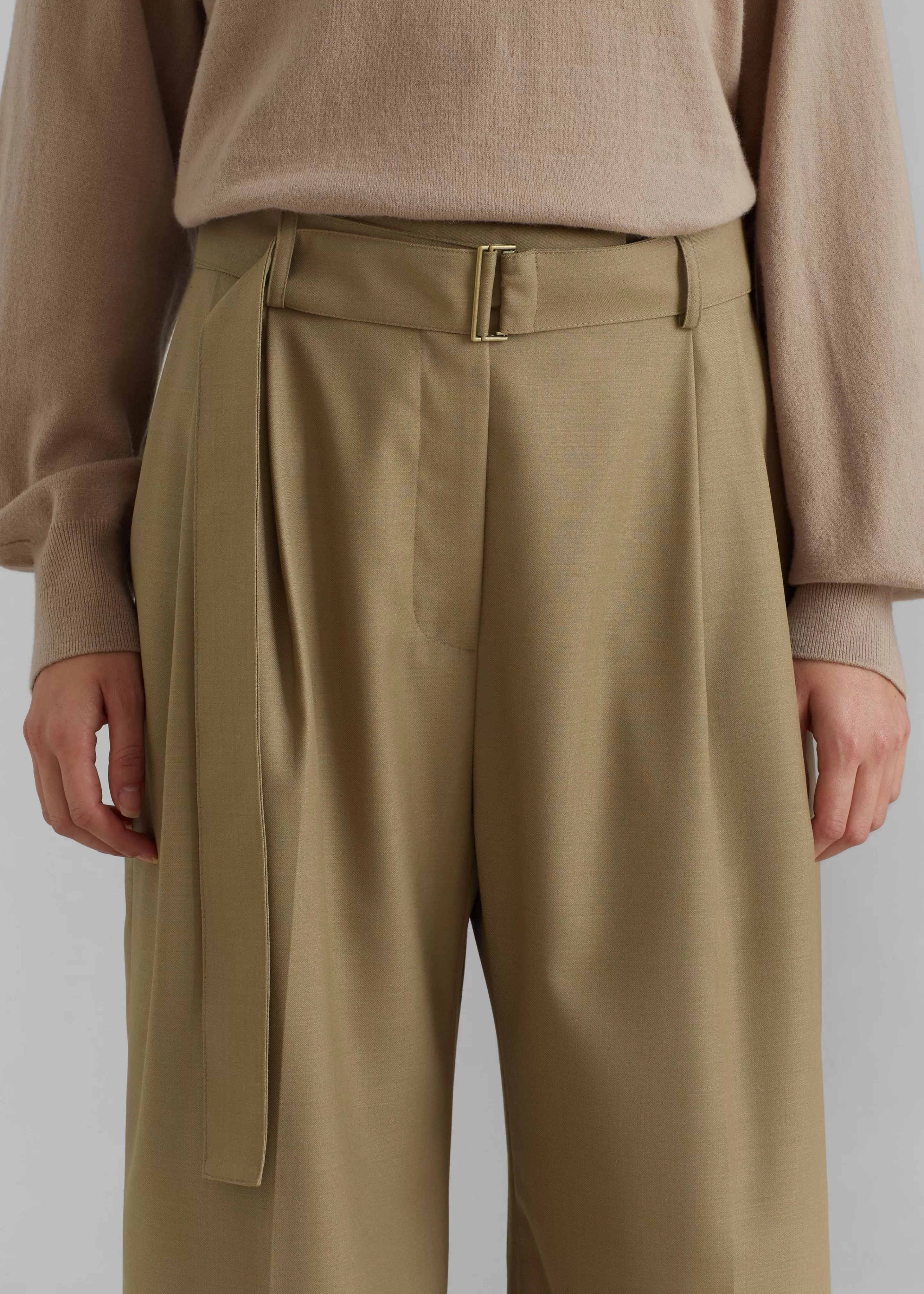 Bottoms | The Frankie Shop Lyxe Belted Pants Taupe