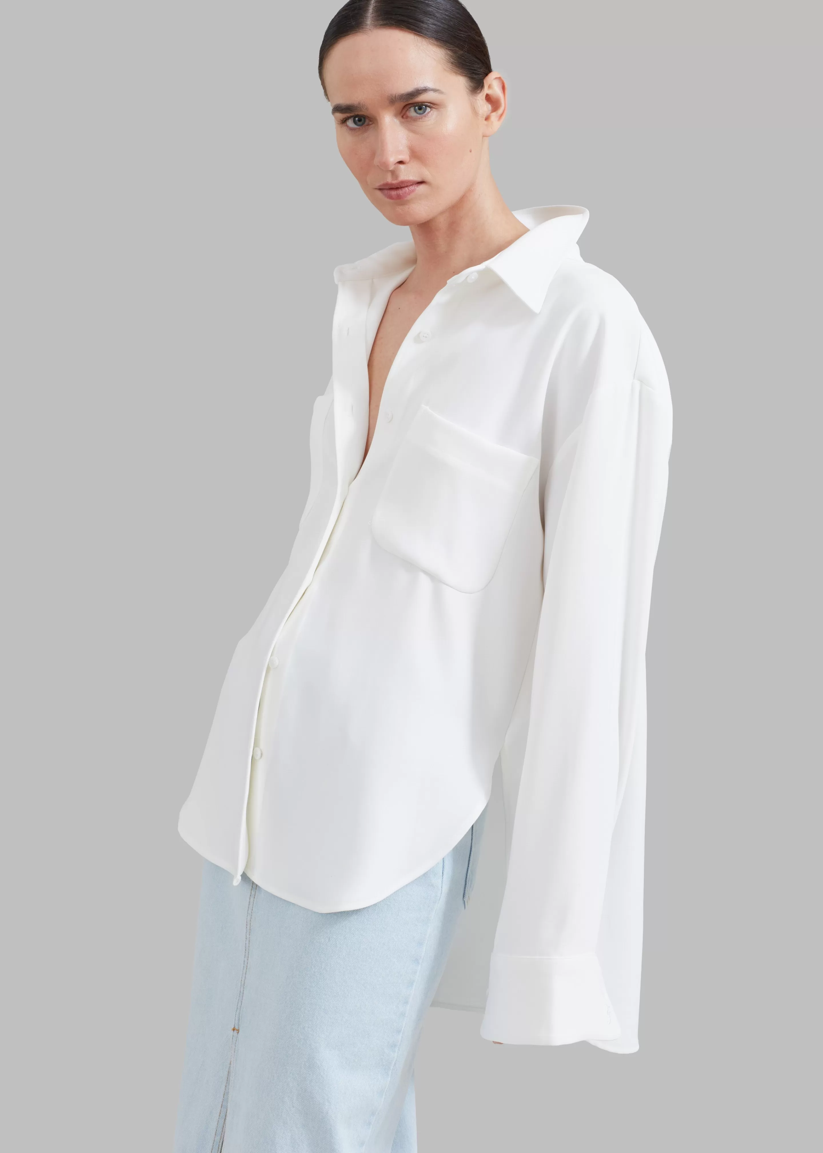 Tops | The Frankie Shop Macie Pocket Shirt Ivory