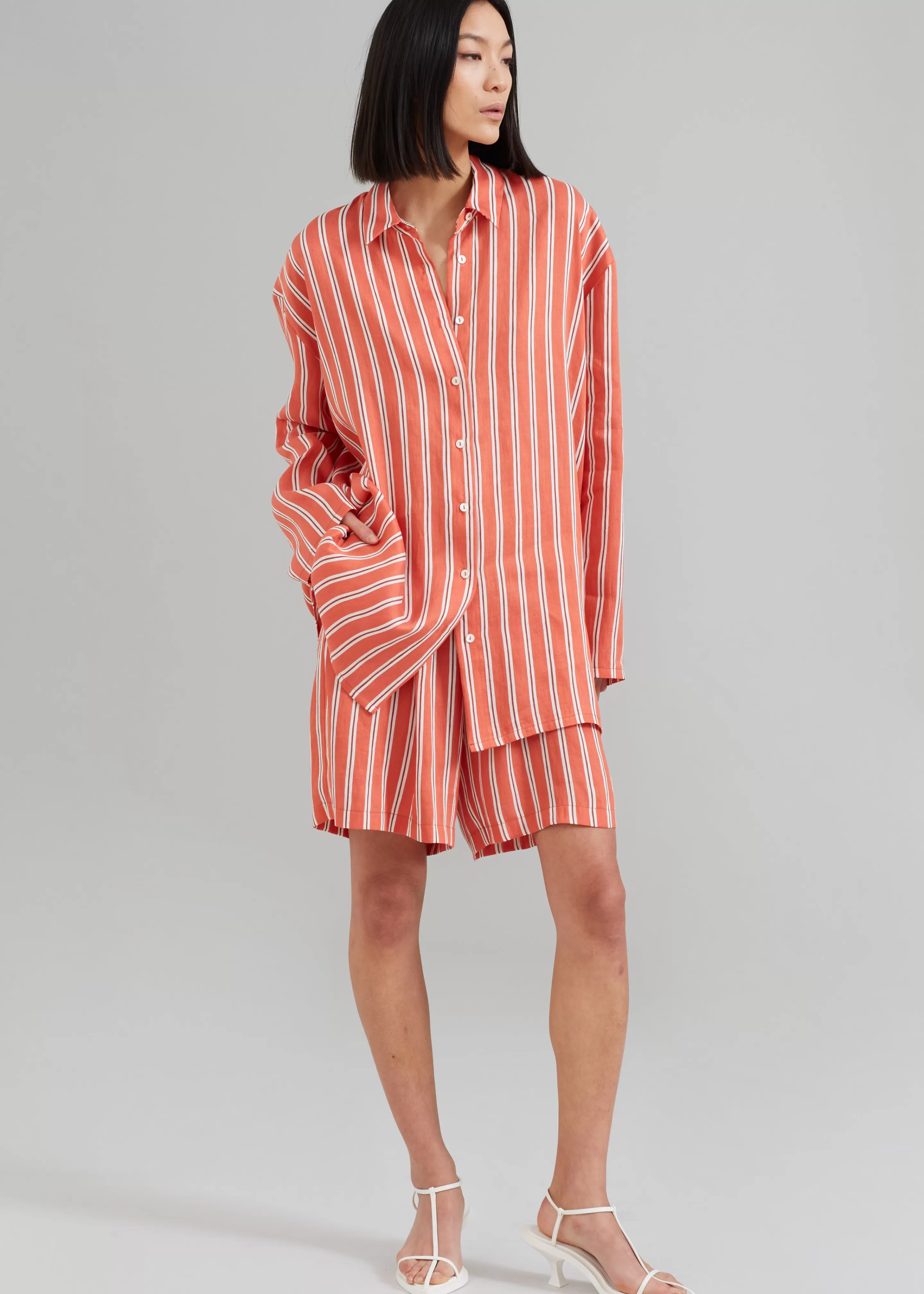 Tops | The Frankie Shop Matin Isola Stripe Shirt Red Stripe