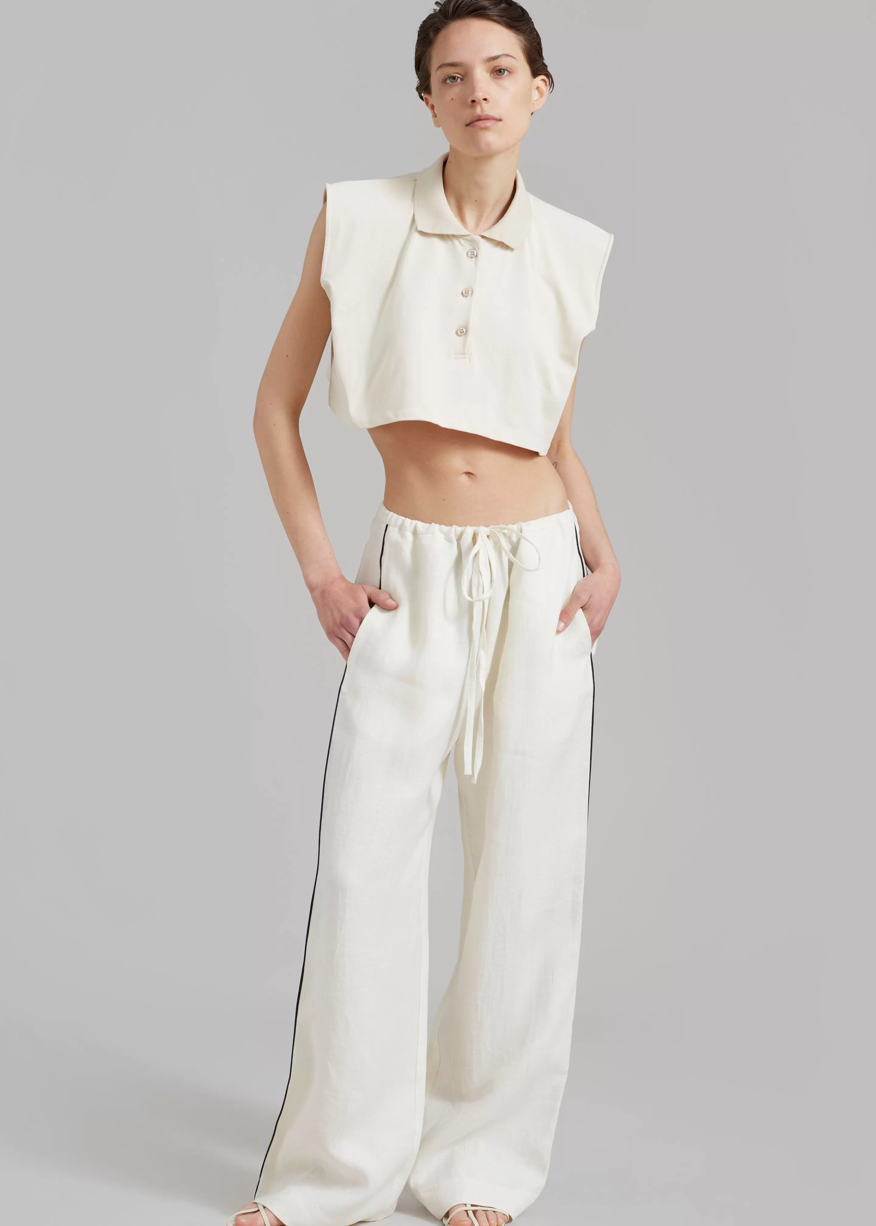 Bottoms | The Frankie Shop Matin Piping Drawstring Pant Natural