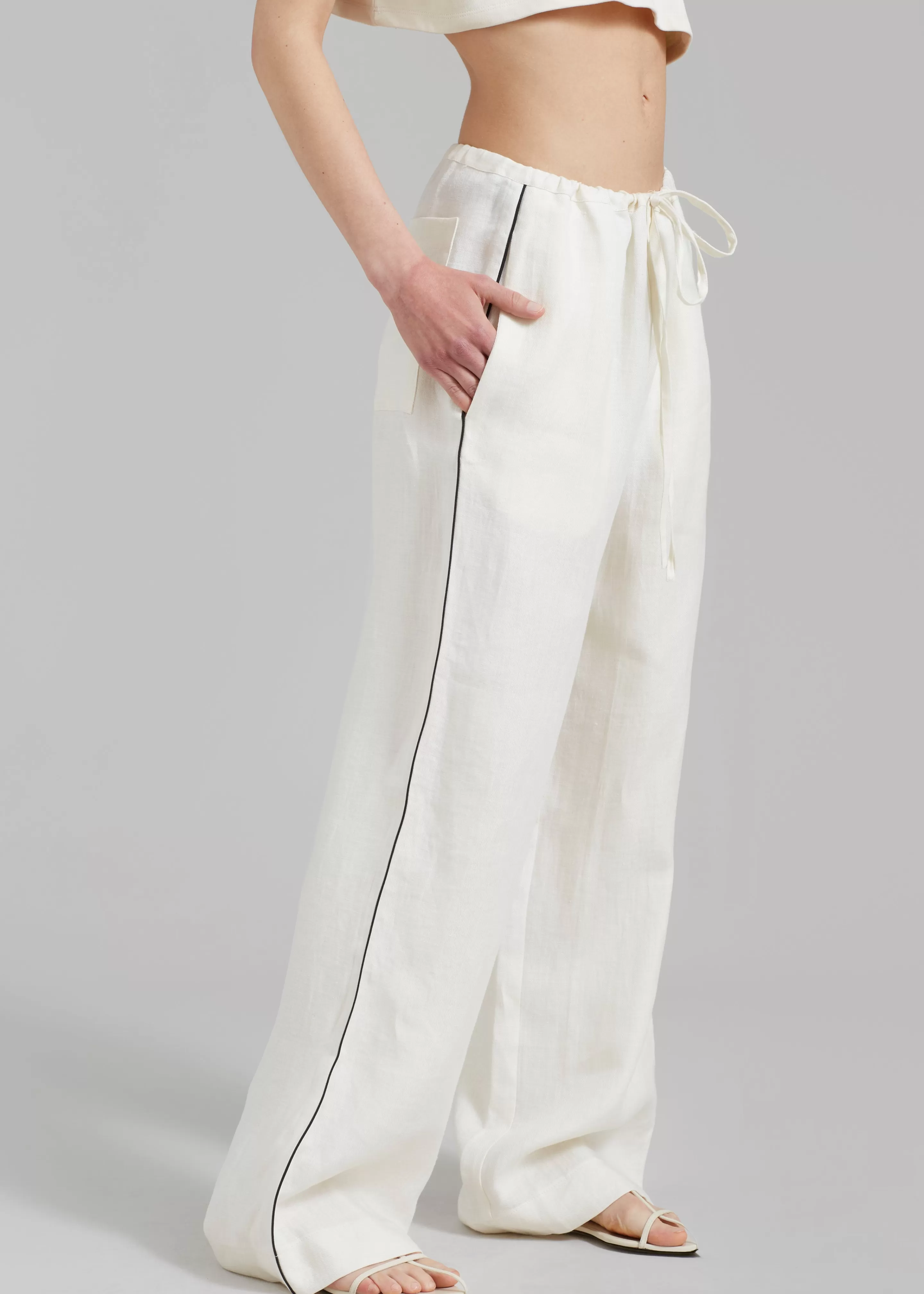 Bottoms | The Frankie Shop Matin Piping Drawstring Pant Natural