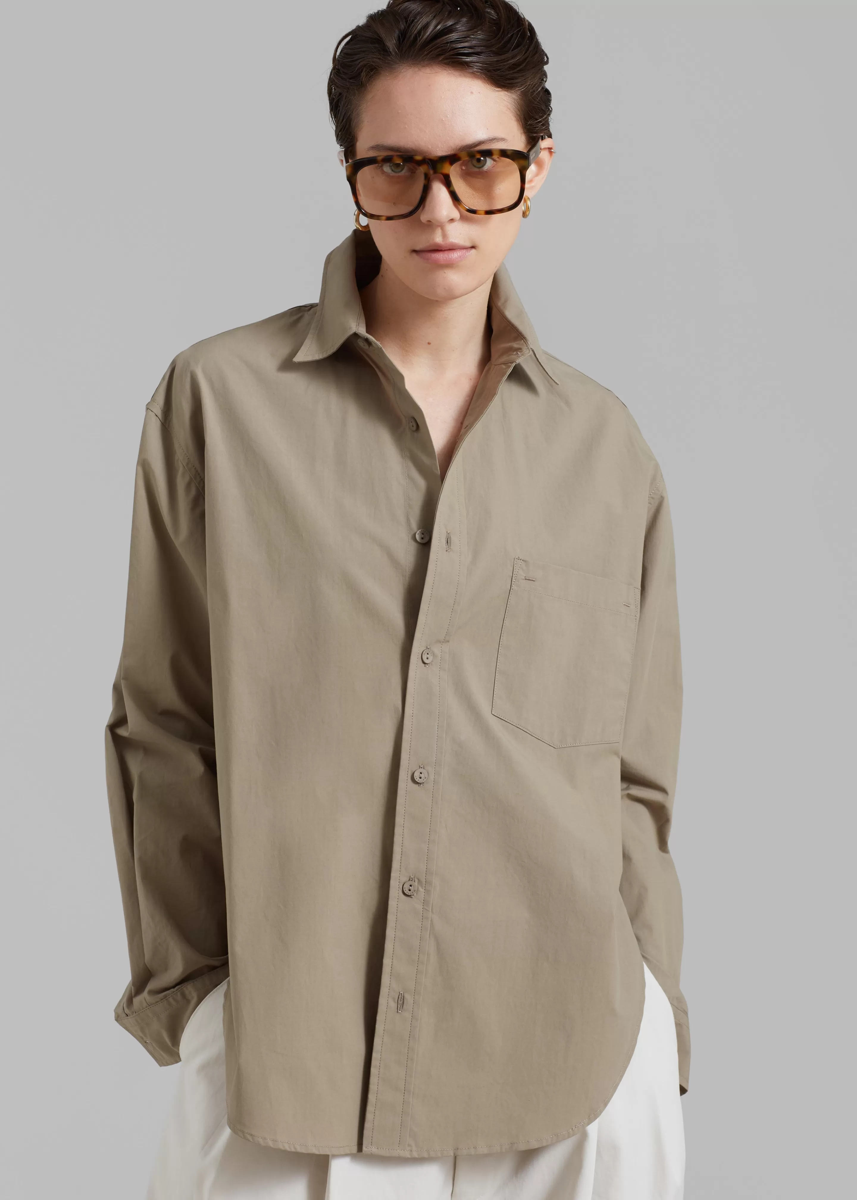 Tops | The Frankie Shop Matteau Relaxed Shirt Taupe