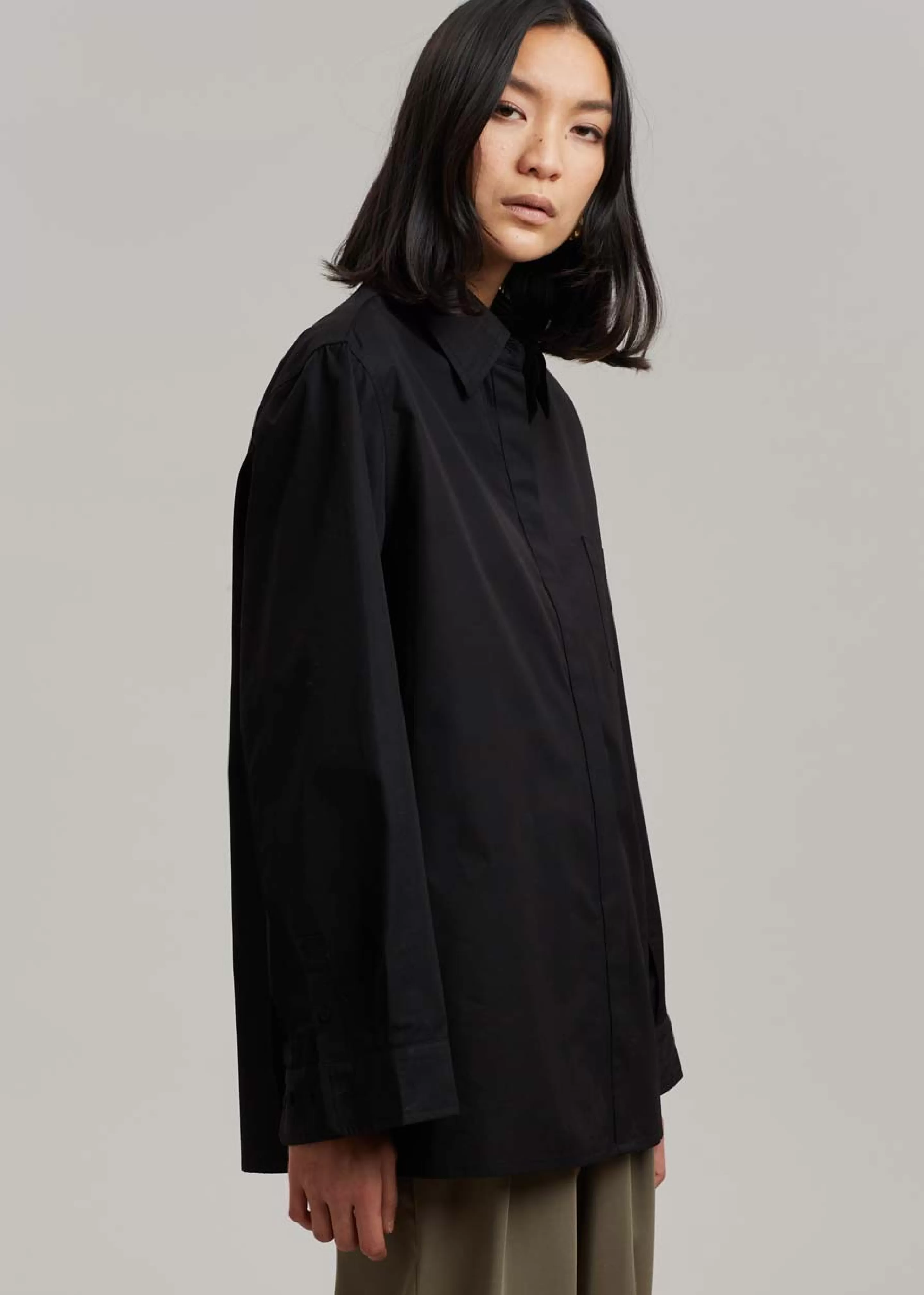 Tops | The Frankie Shop Mayim Oversized Shirt Black