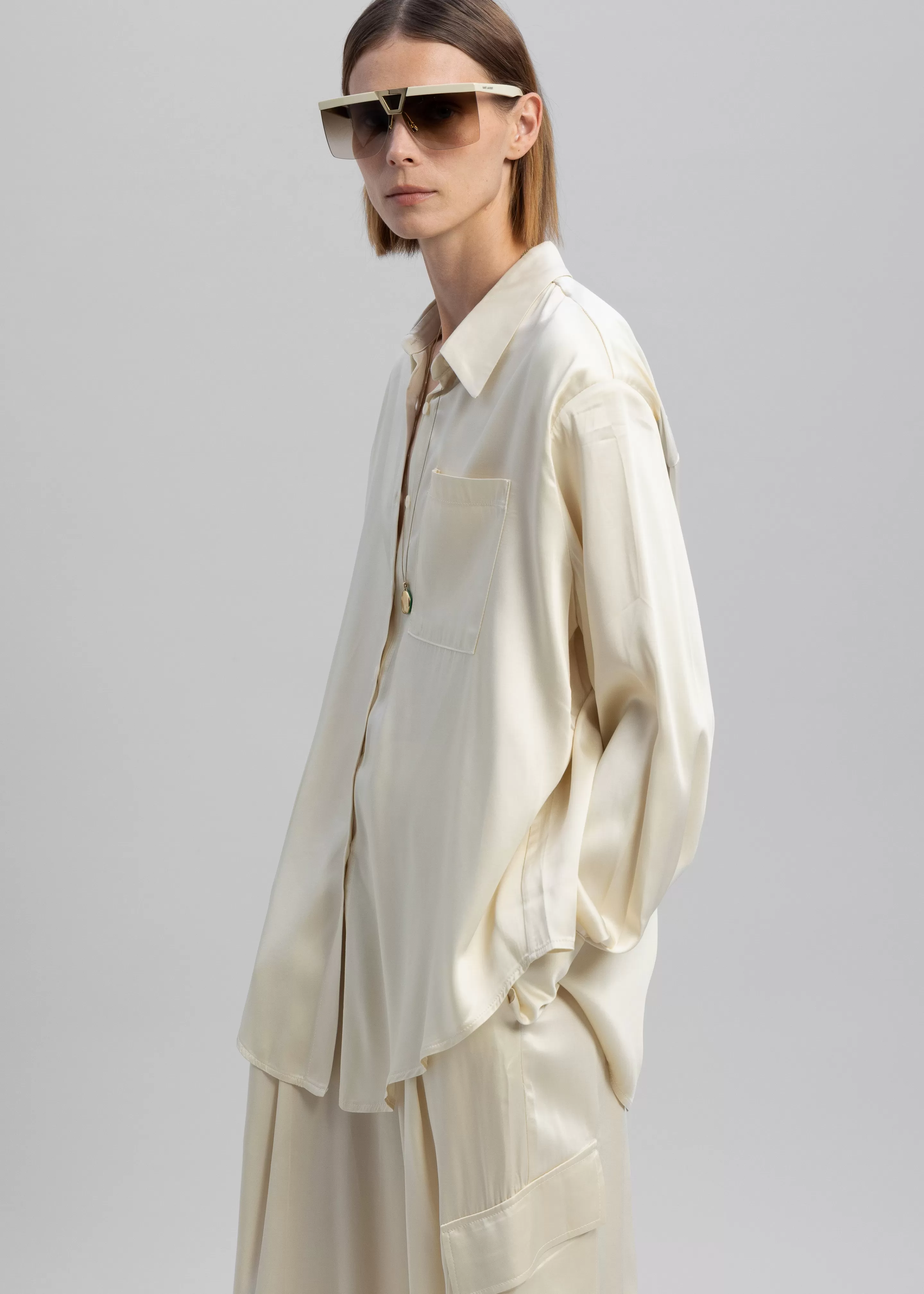 Tops | The Frankie Shop Menne Silky Shirt Ivory