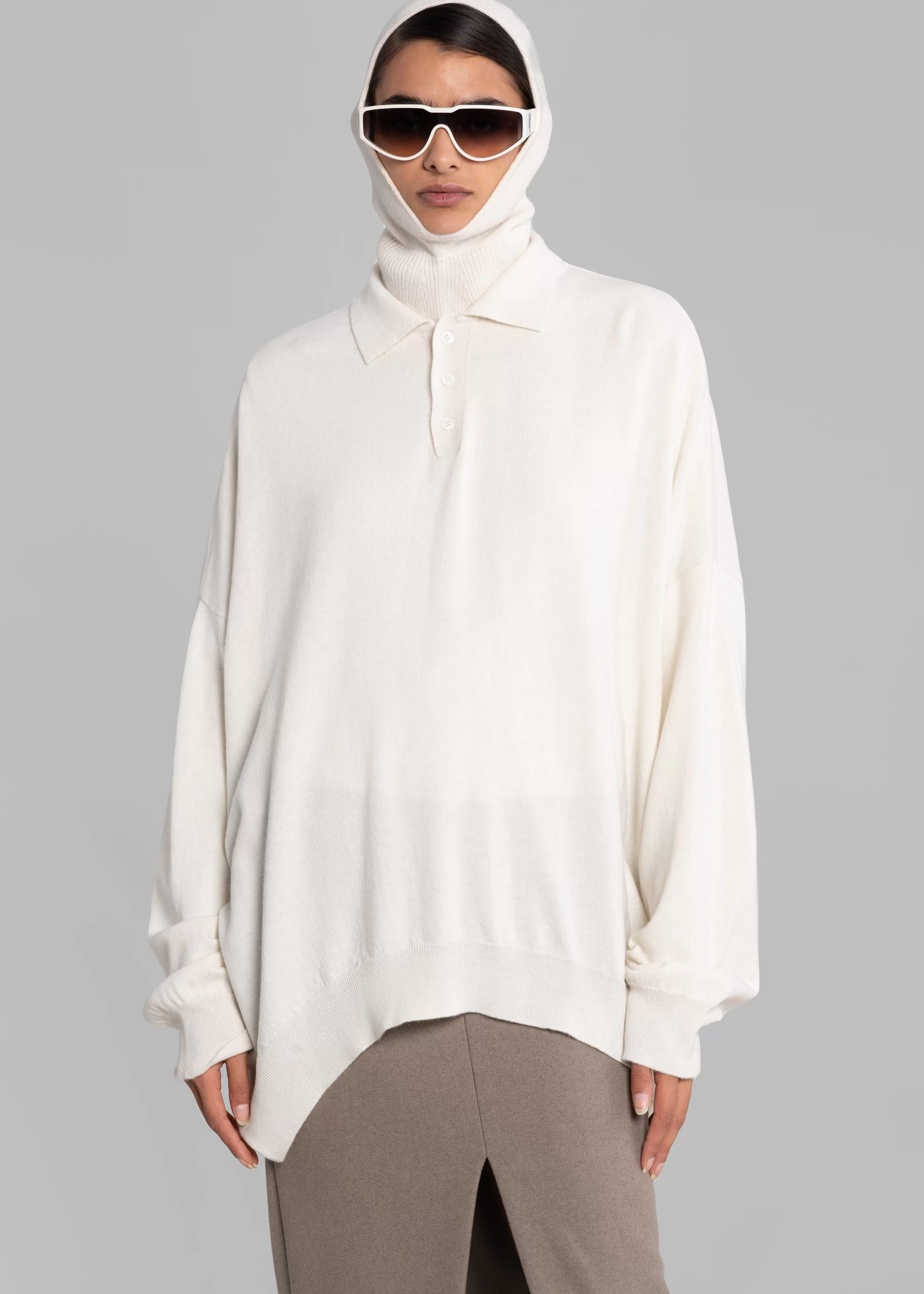 Knitwear | The Frankie Shop Meriel Polo Sweater Cream