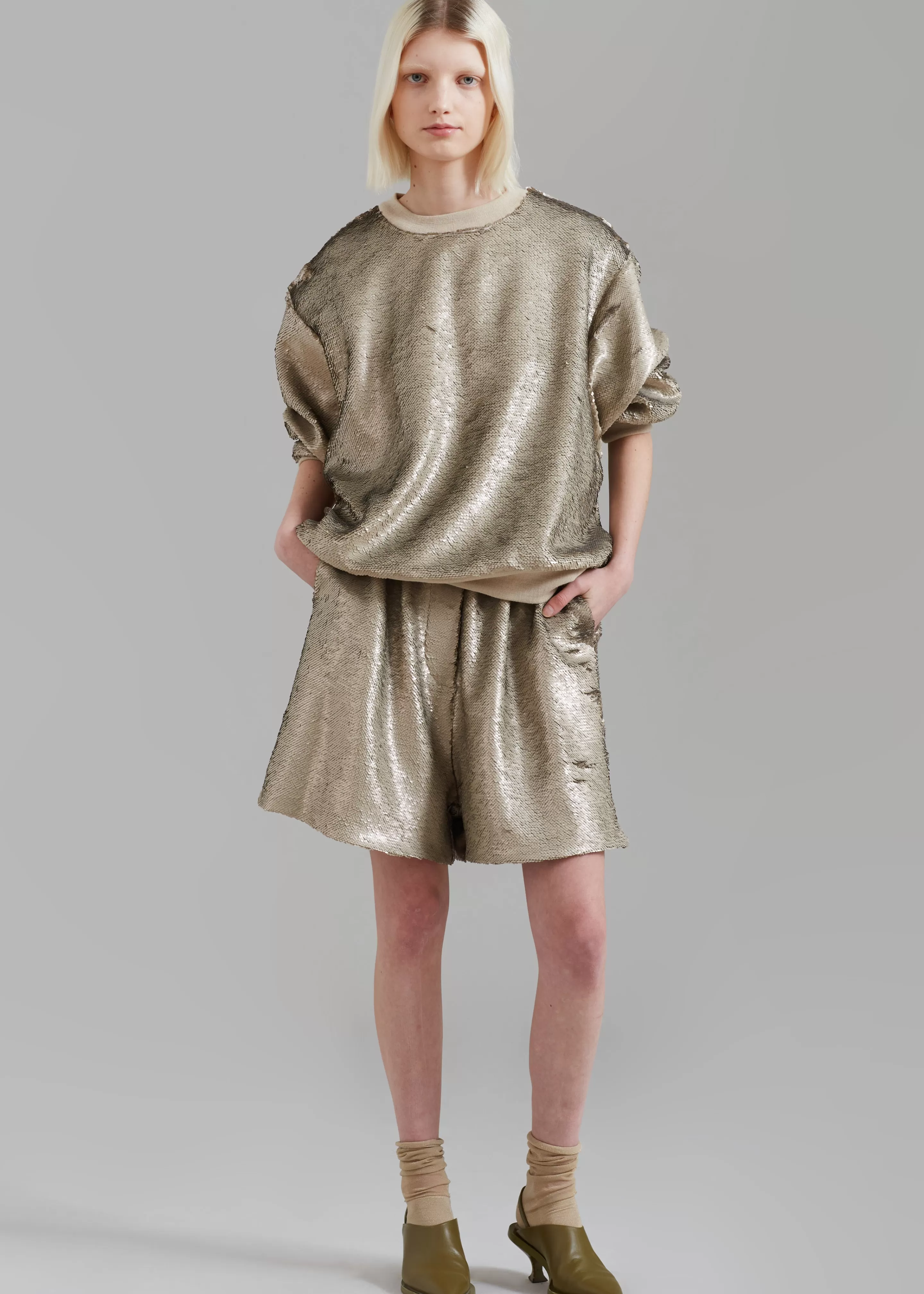 Tops | The Frankie Shop Metz Sequins Sweatshirt Bronze