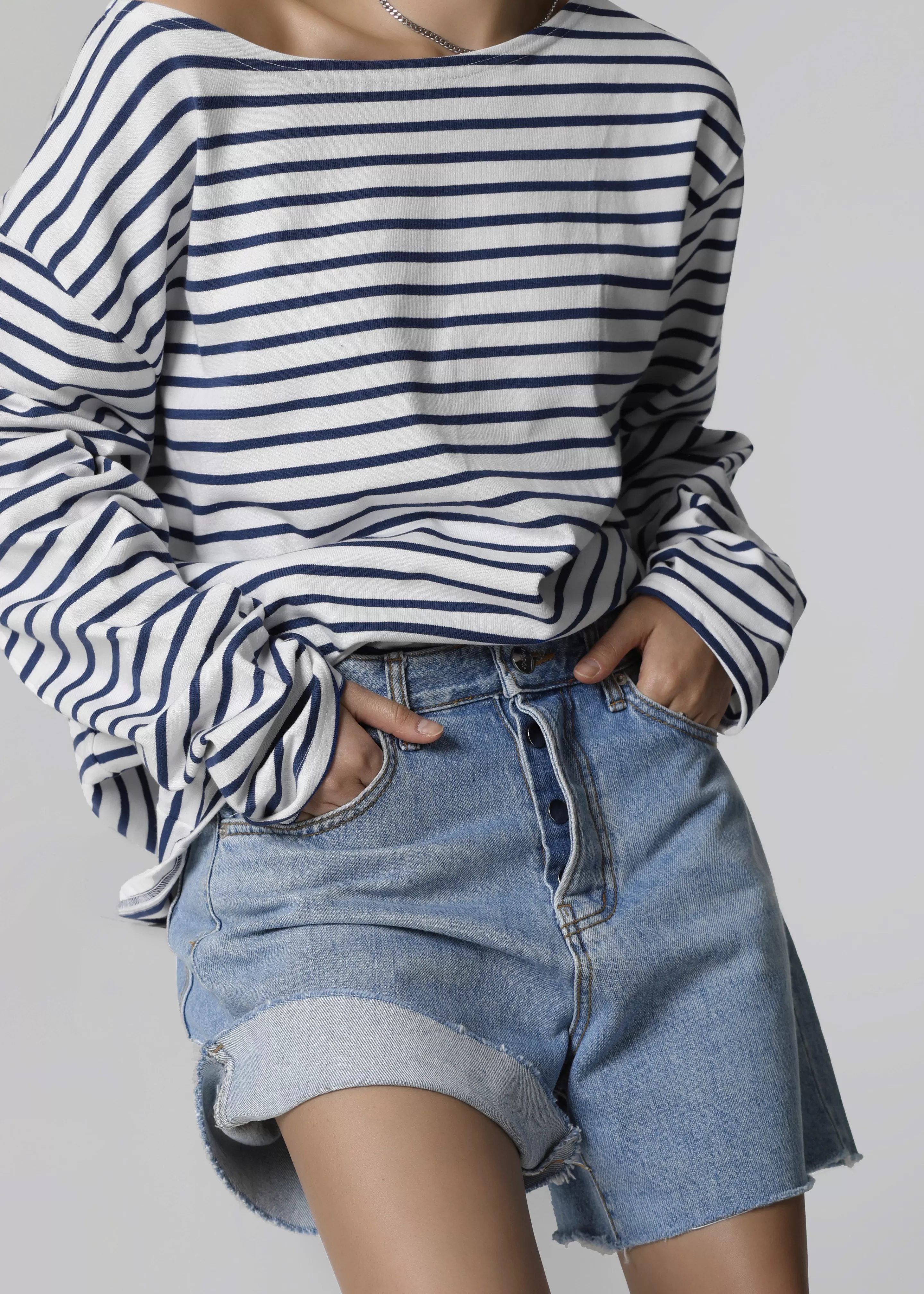 Tops | The Frankie Shop Neha Cropped Top Navy Stripe