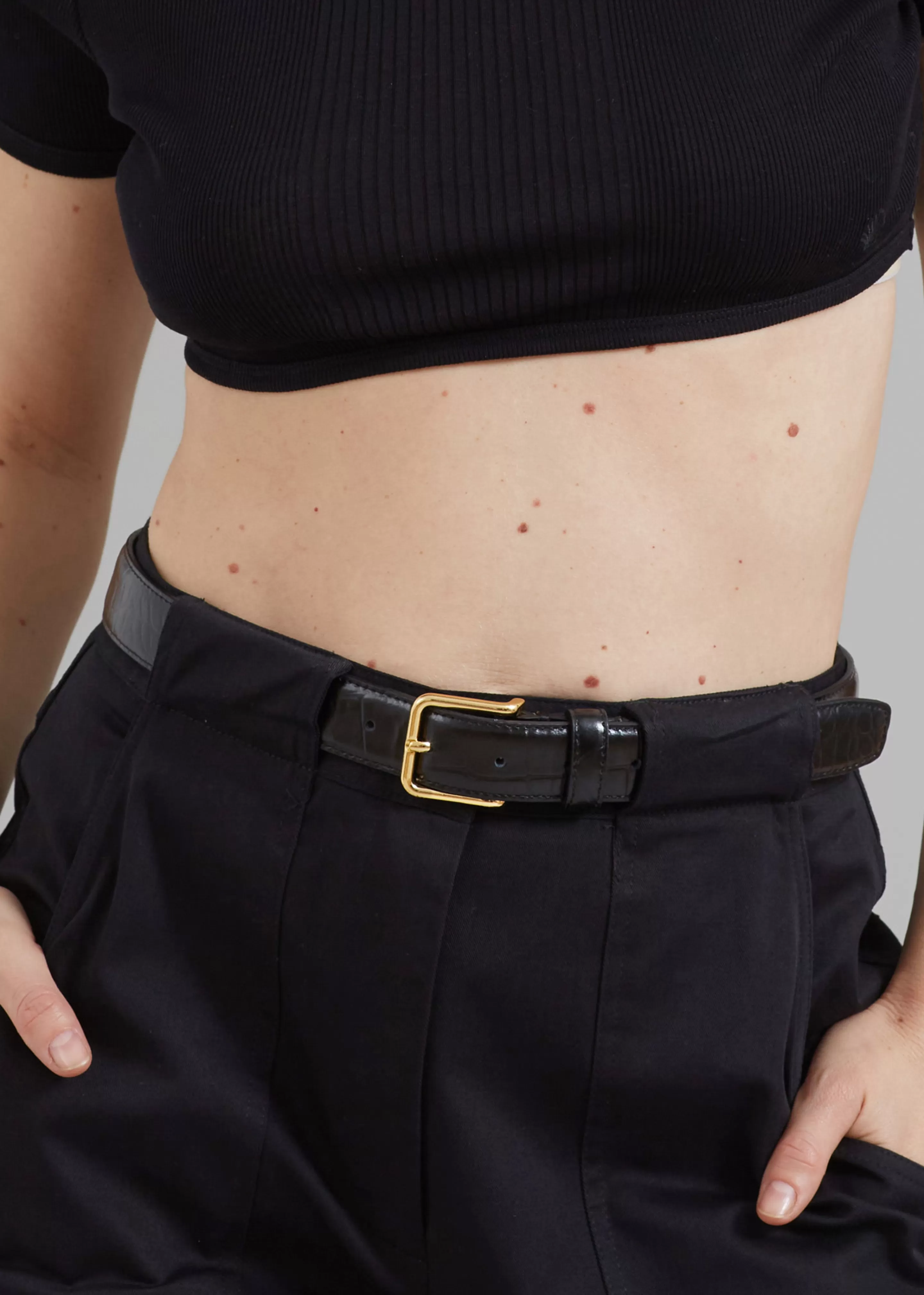 Accessories | The Frankie Shop Norin Croc-Effect Belt Black