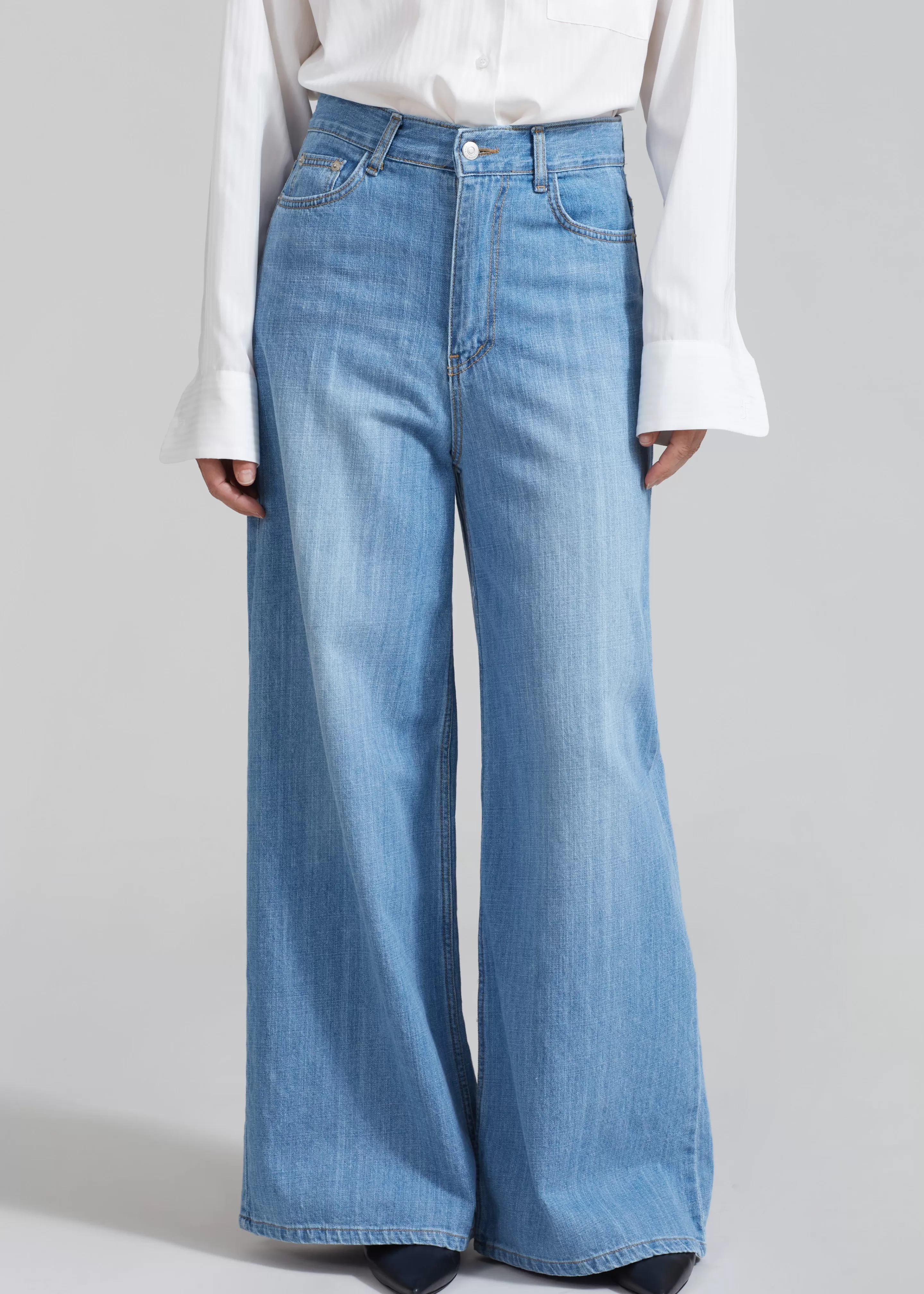 Bottoms | The Frankie Shop Odelle Wide Denim Pants Worn Wash